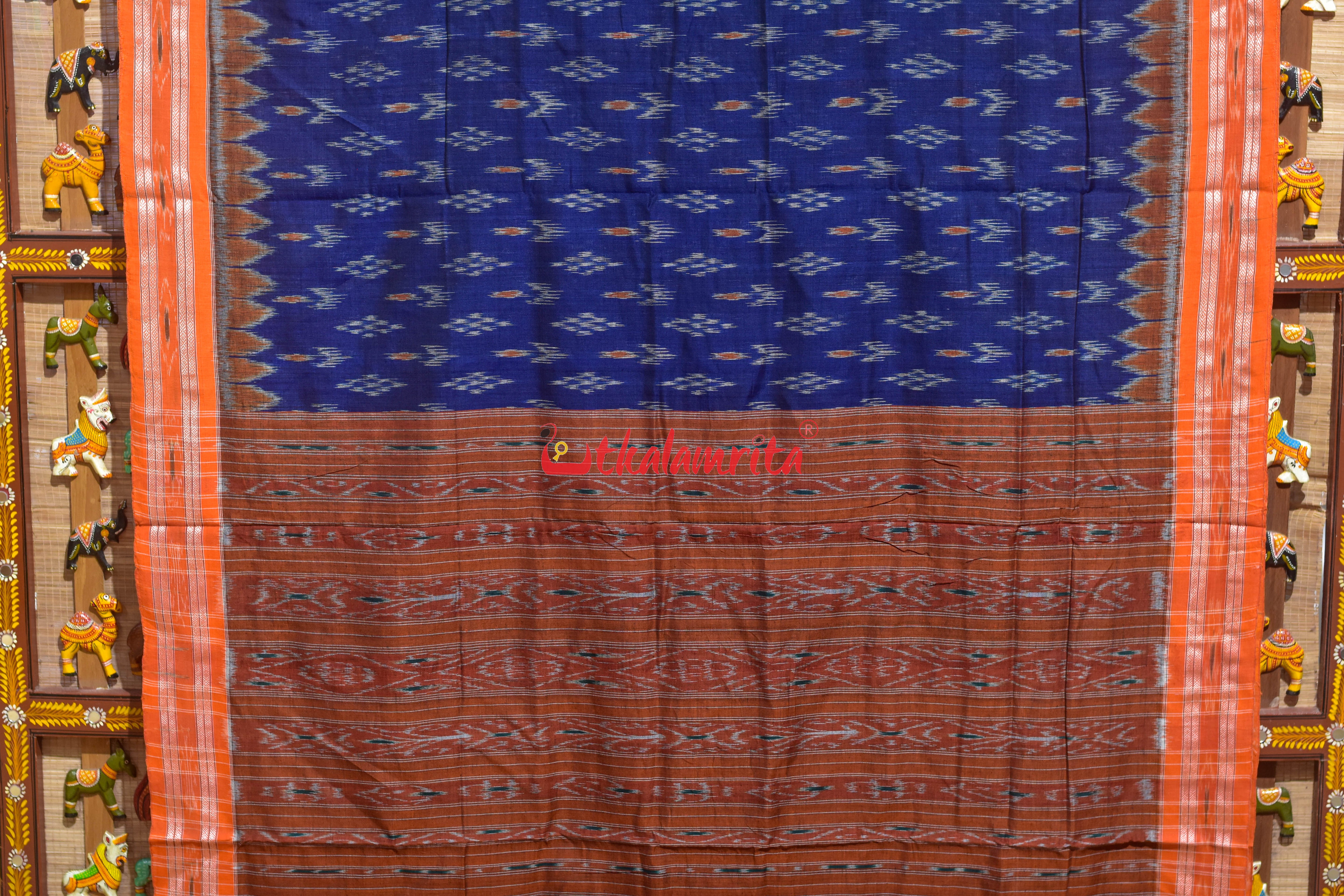 Blue Orange Chandrika Khandua Cotton Saree