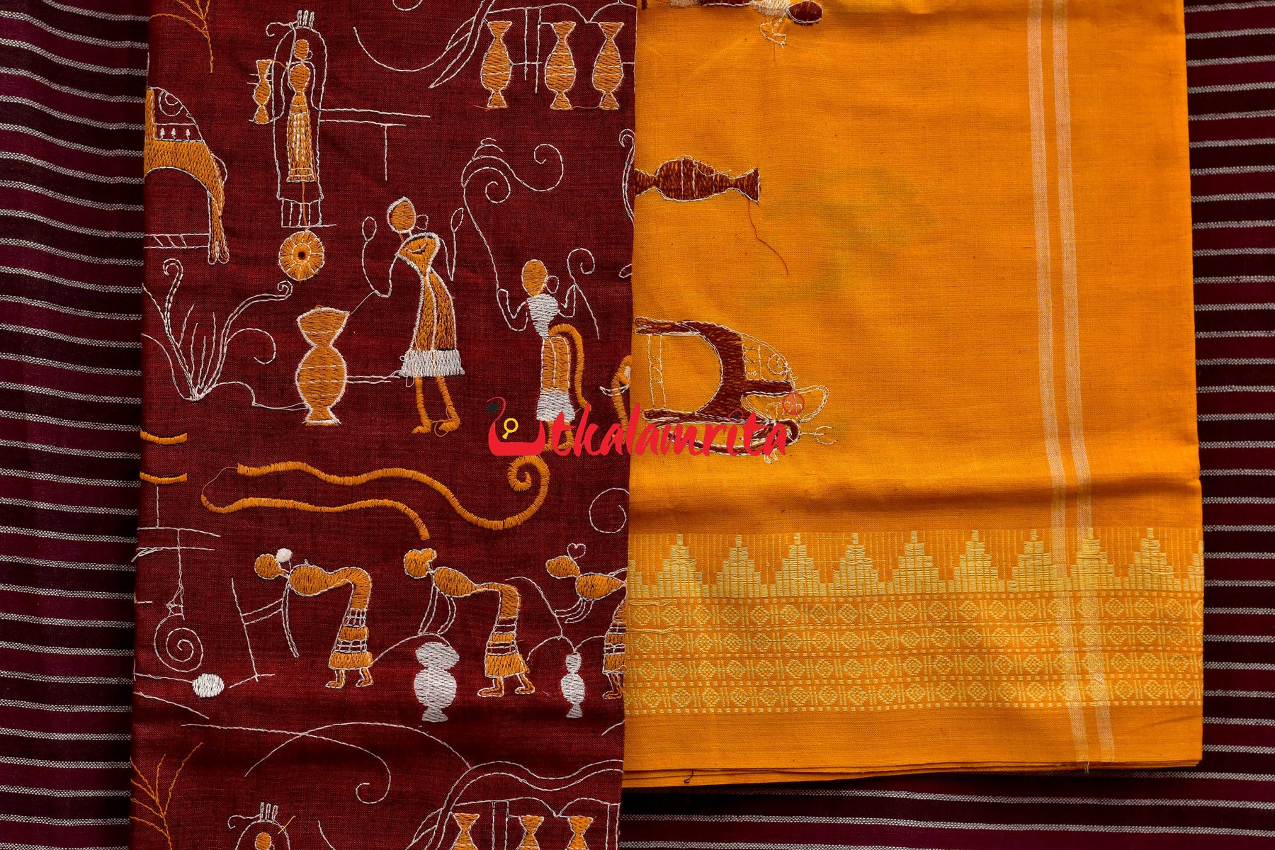 Light Maroon Yellow Tribal Dress Set