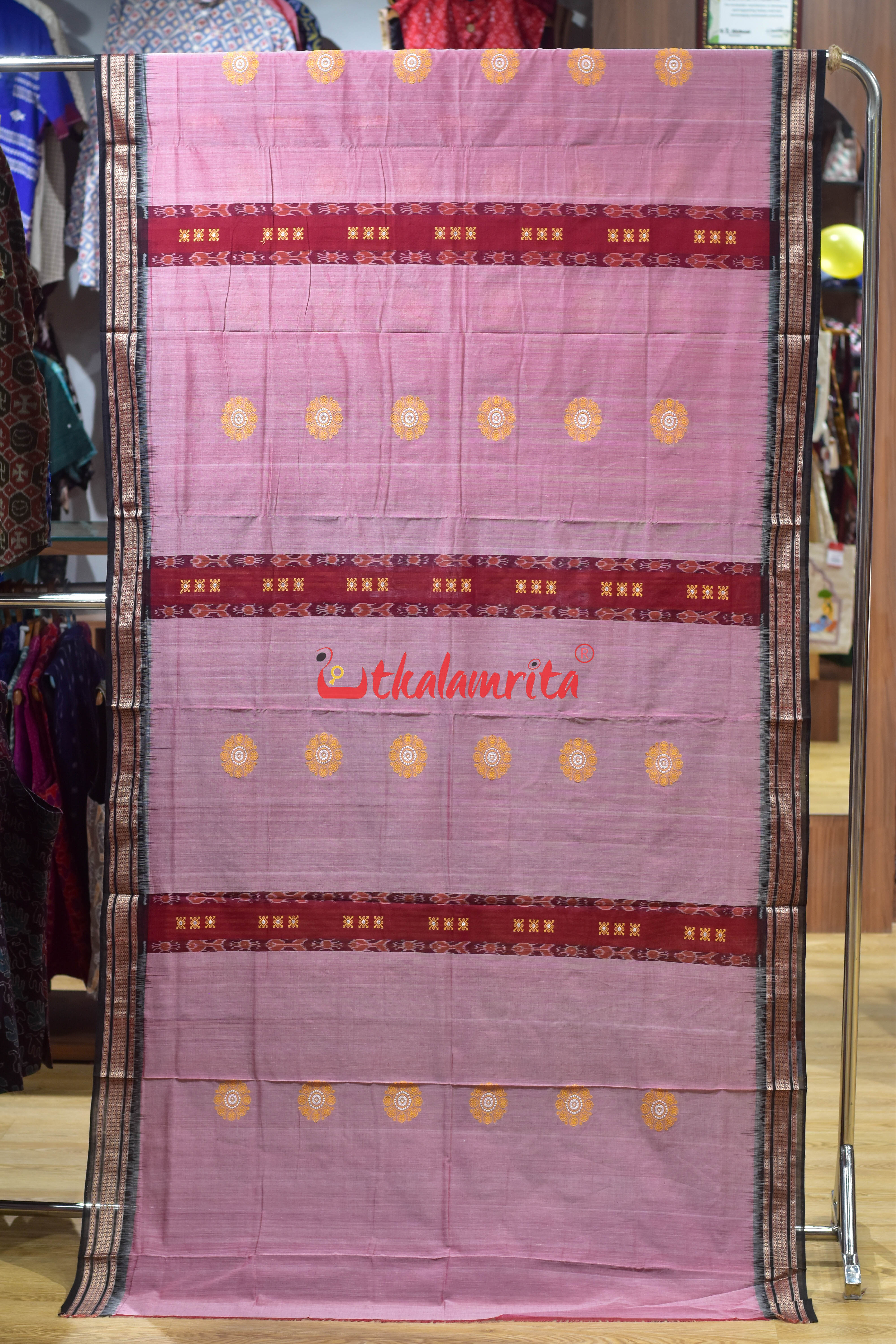 Red Peach Pere Bandha Bomkai Cotton Saree