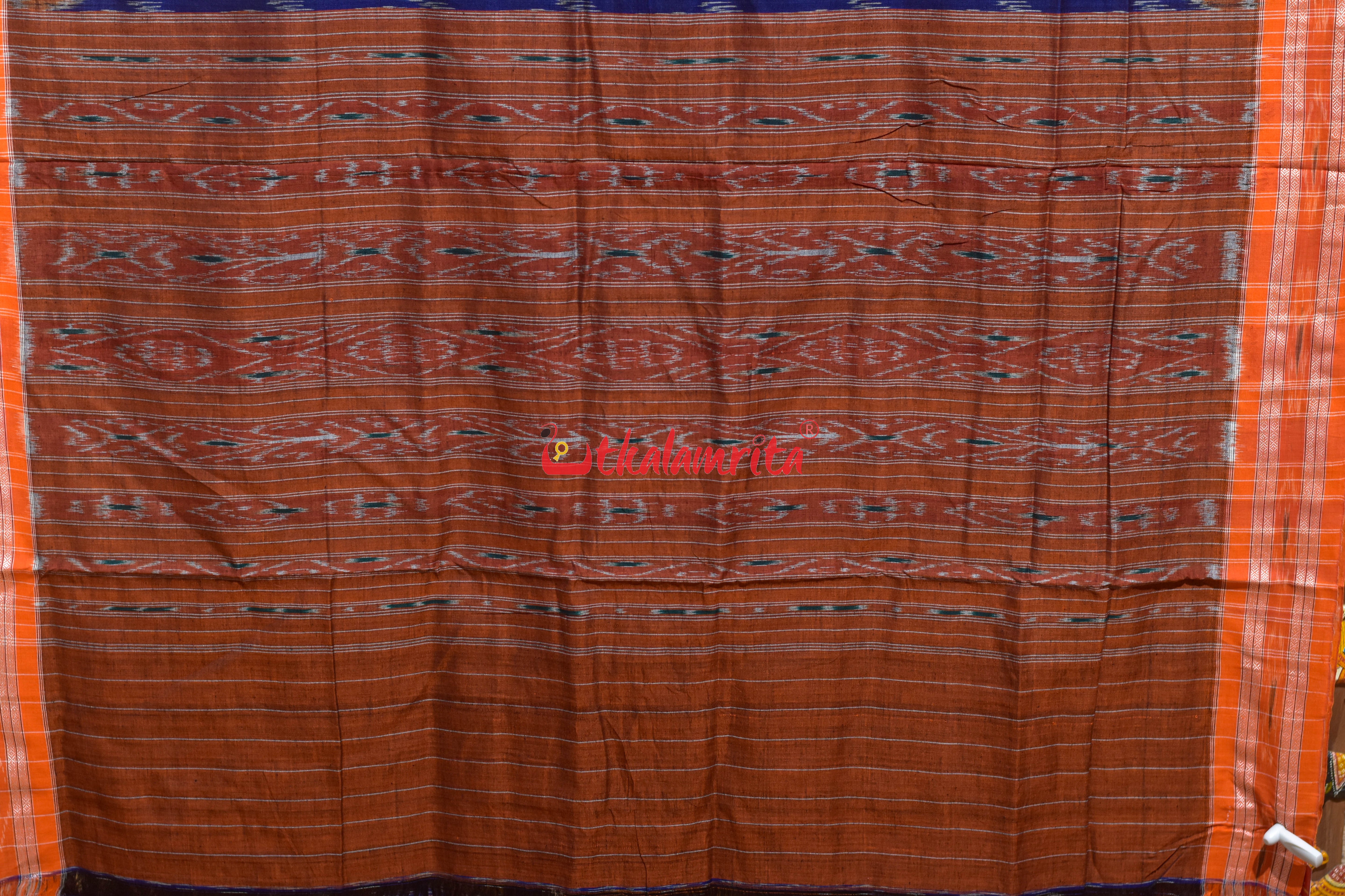 Blue Orange Chandrika Khandua Cotton Saree