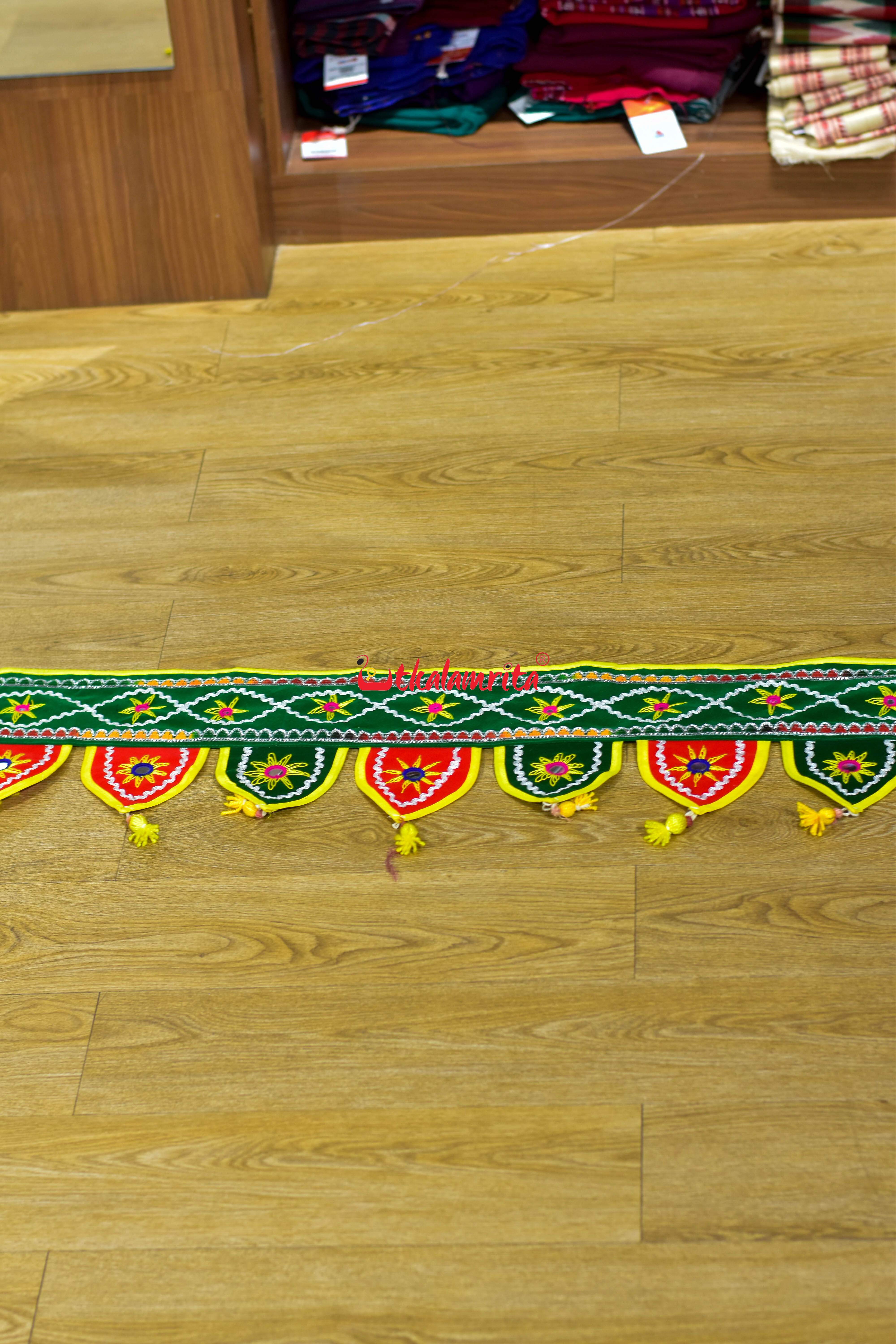 Door Entrance Green Decoration Pipli Applique Rectangular Hanging
