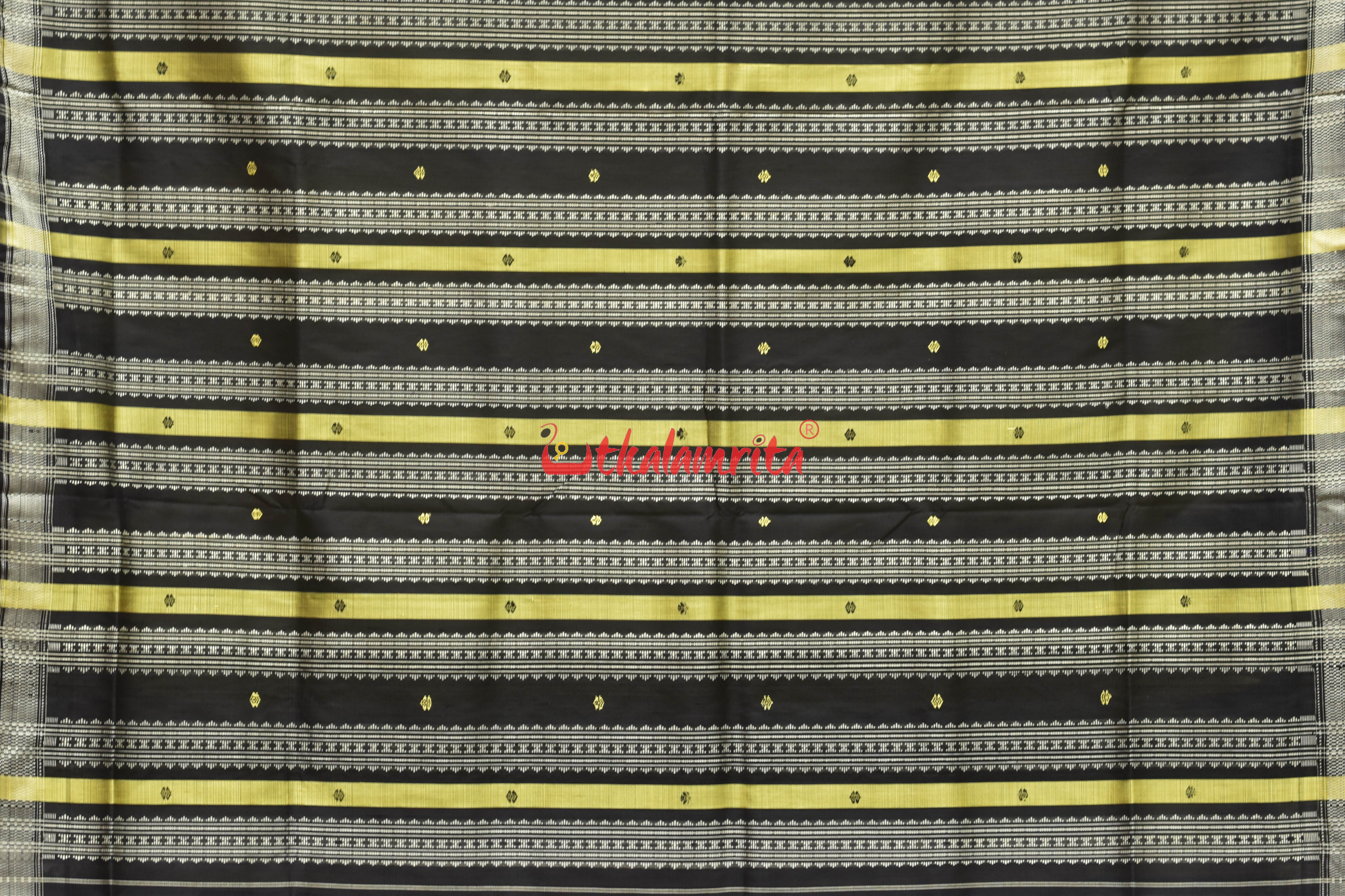 Golden Ivory Double Anchal Berhampuri Silk Saree