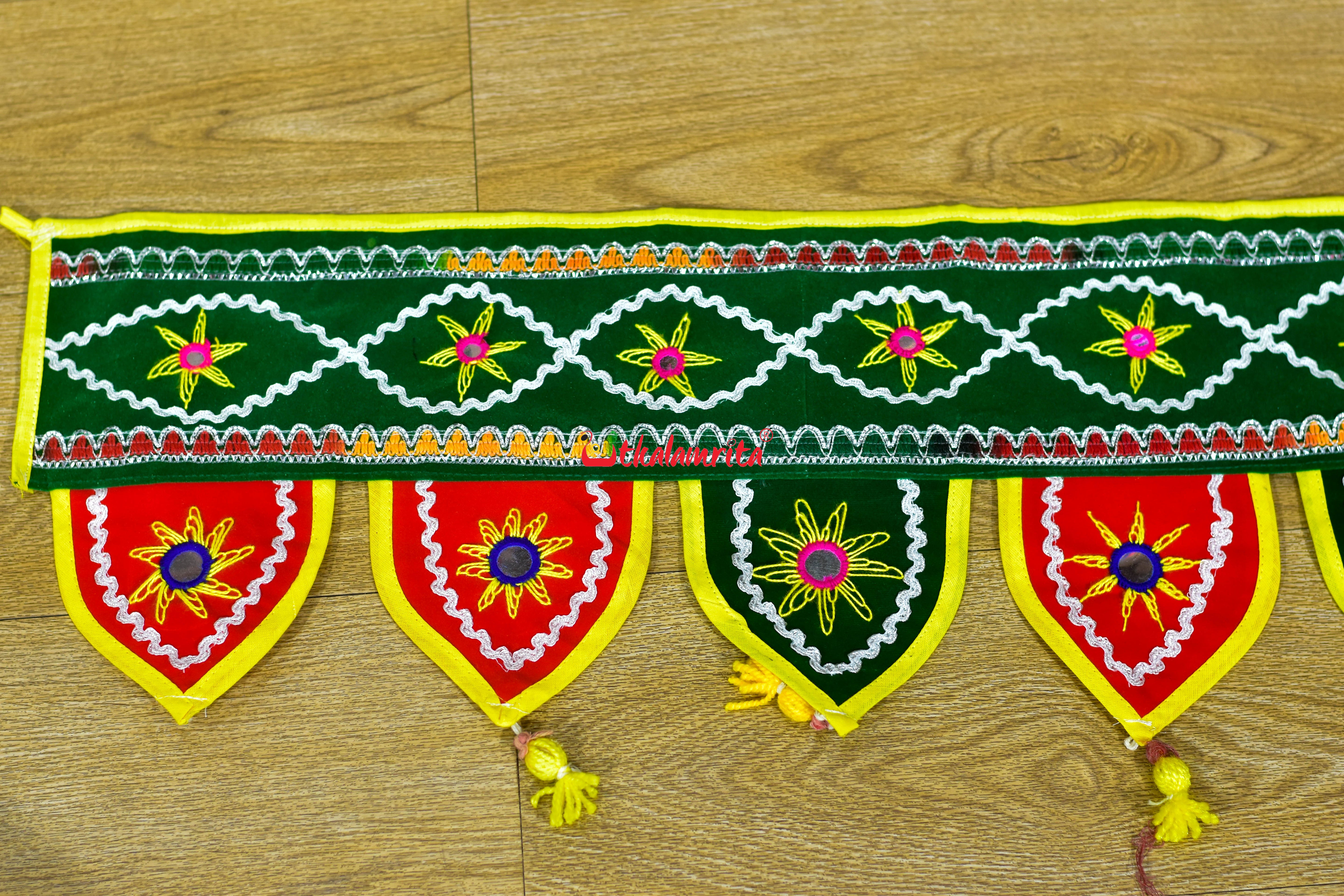 Door Entrance Green Decoration Pipli Applique Rectangular Hanging