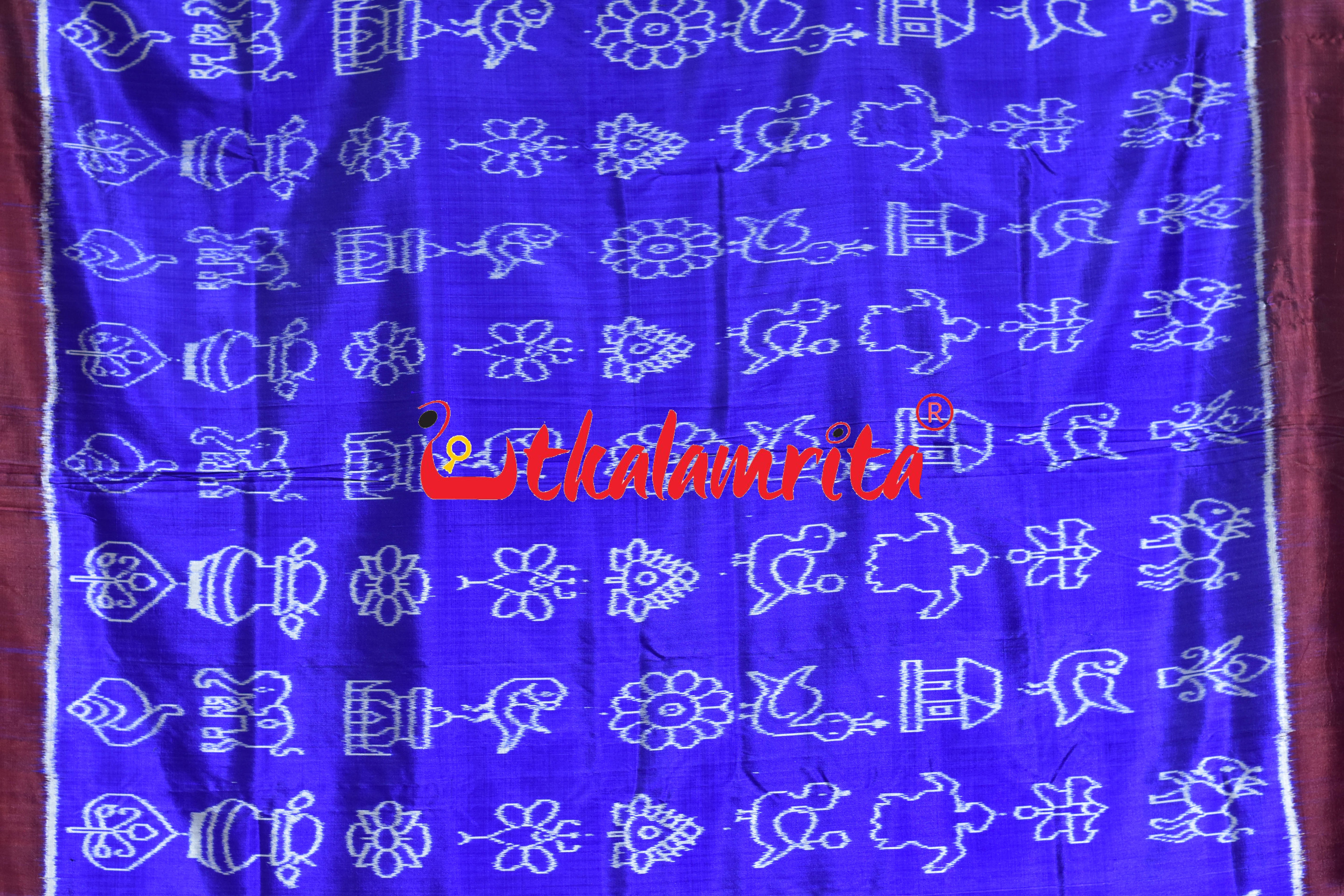 Blue Maroon Nabakothi Khandua Silk Saree
