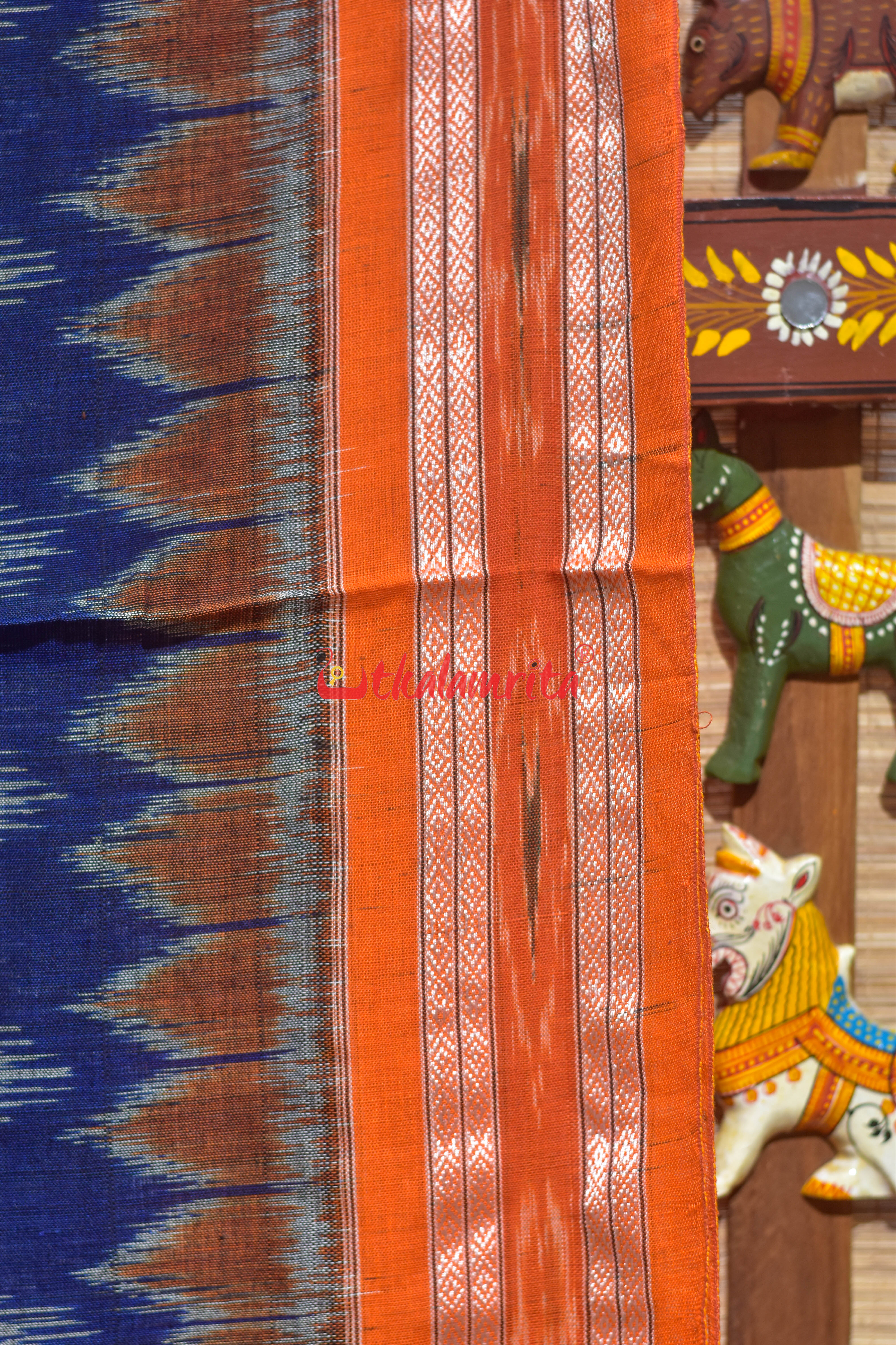 Blue Orange Chandrika Khandua Cotton Saree