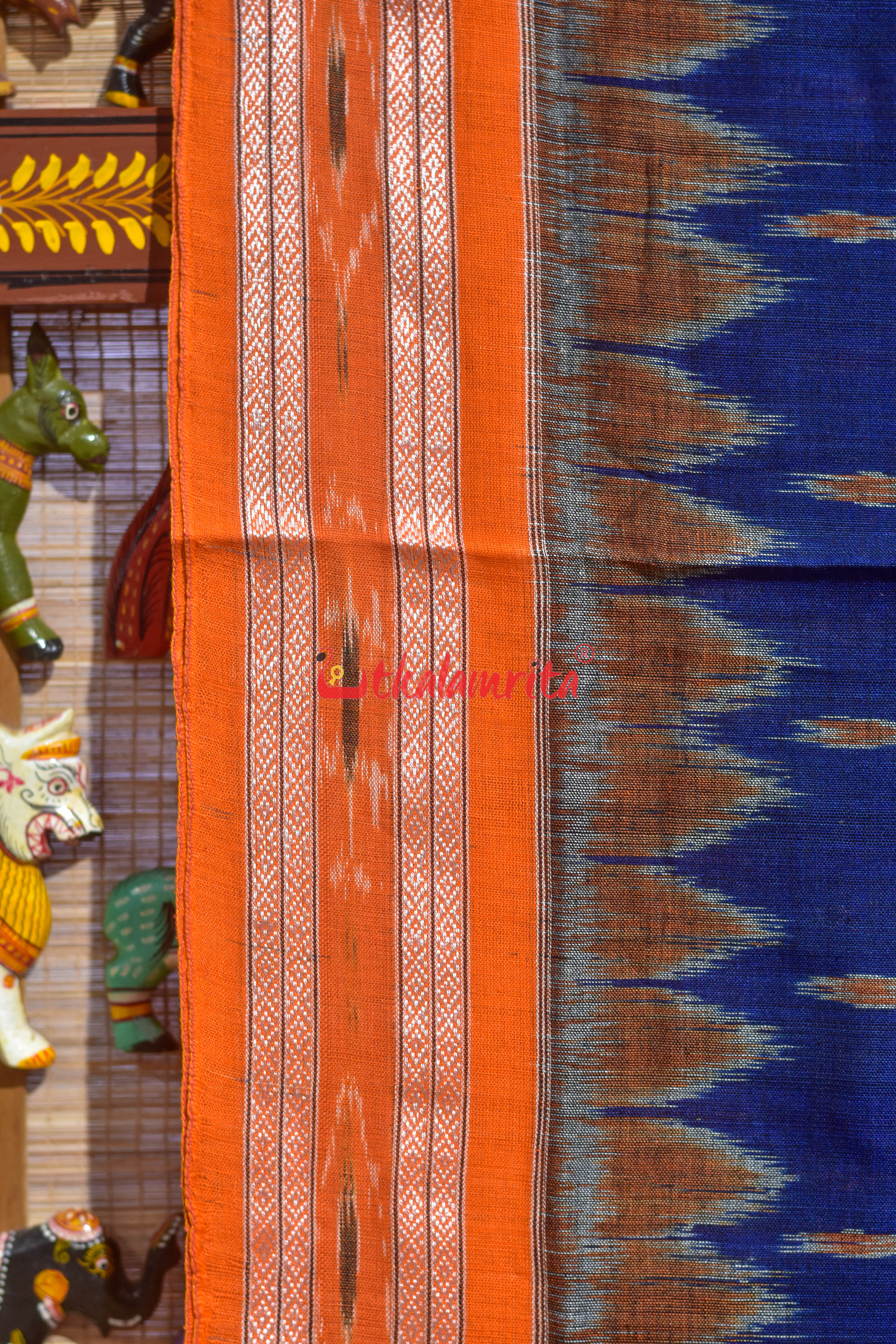 Blue Orange Chandrika Khandua Cotton Saree