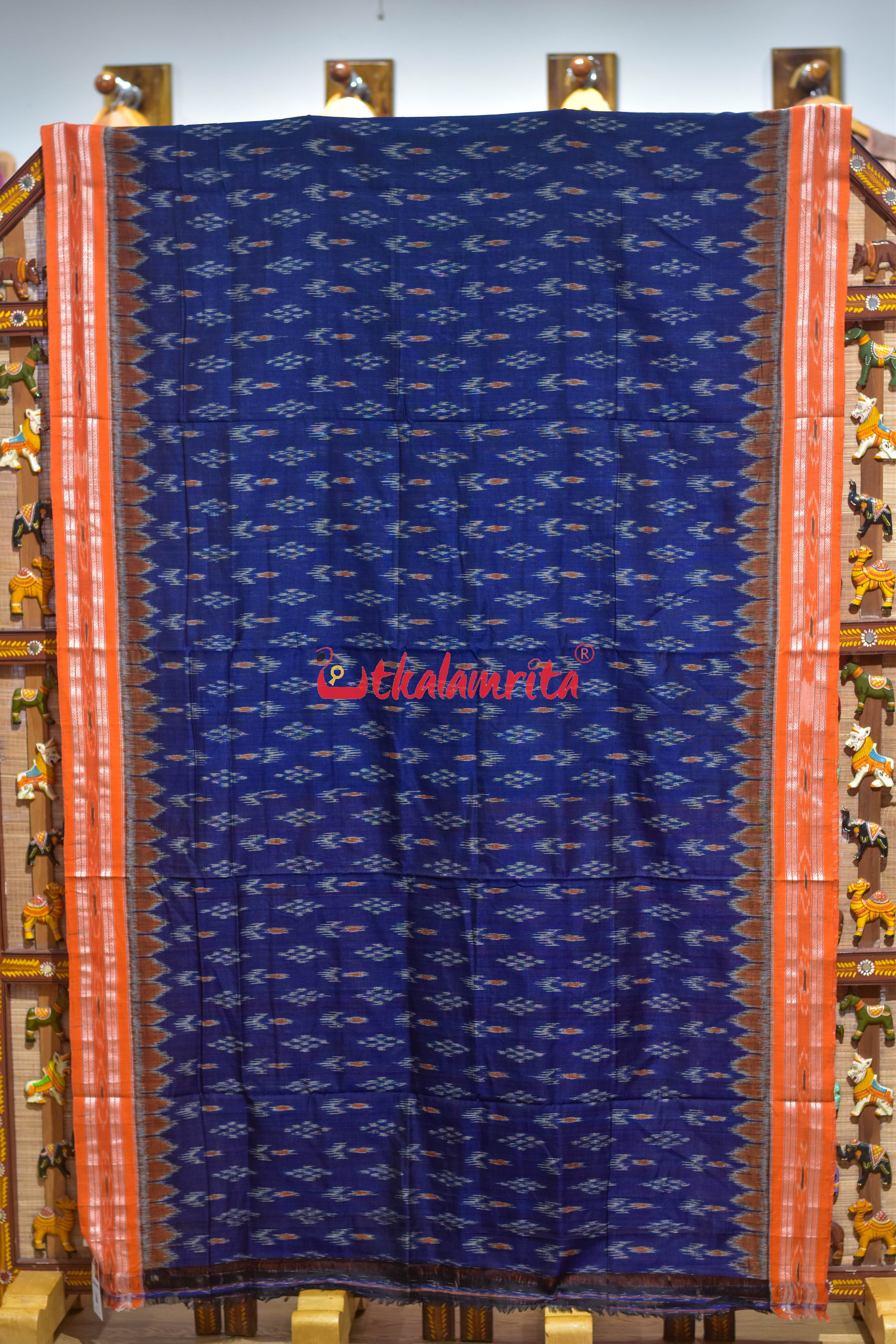 Blue Orange Chandrika Khandua Cotton Saree