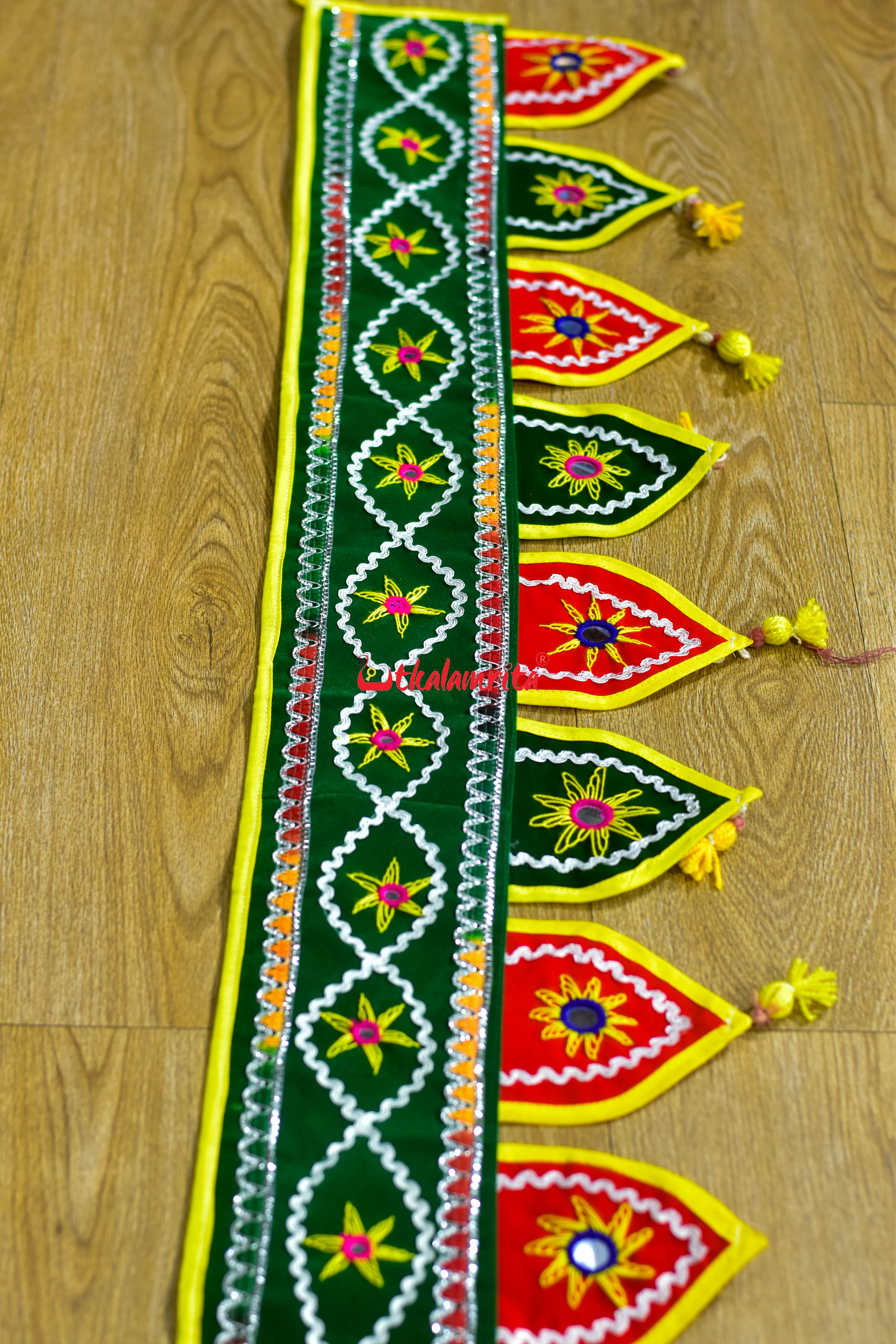 Door Entrance Green Decoration Pipli Applique Rectangular Hanging