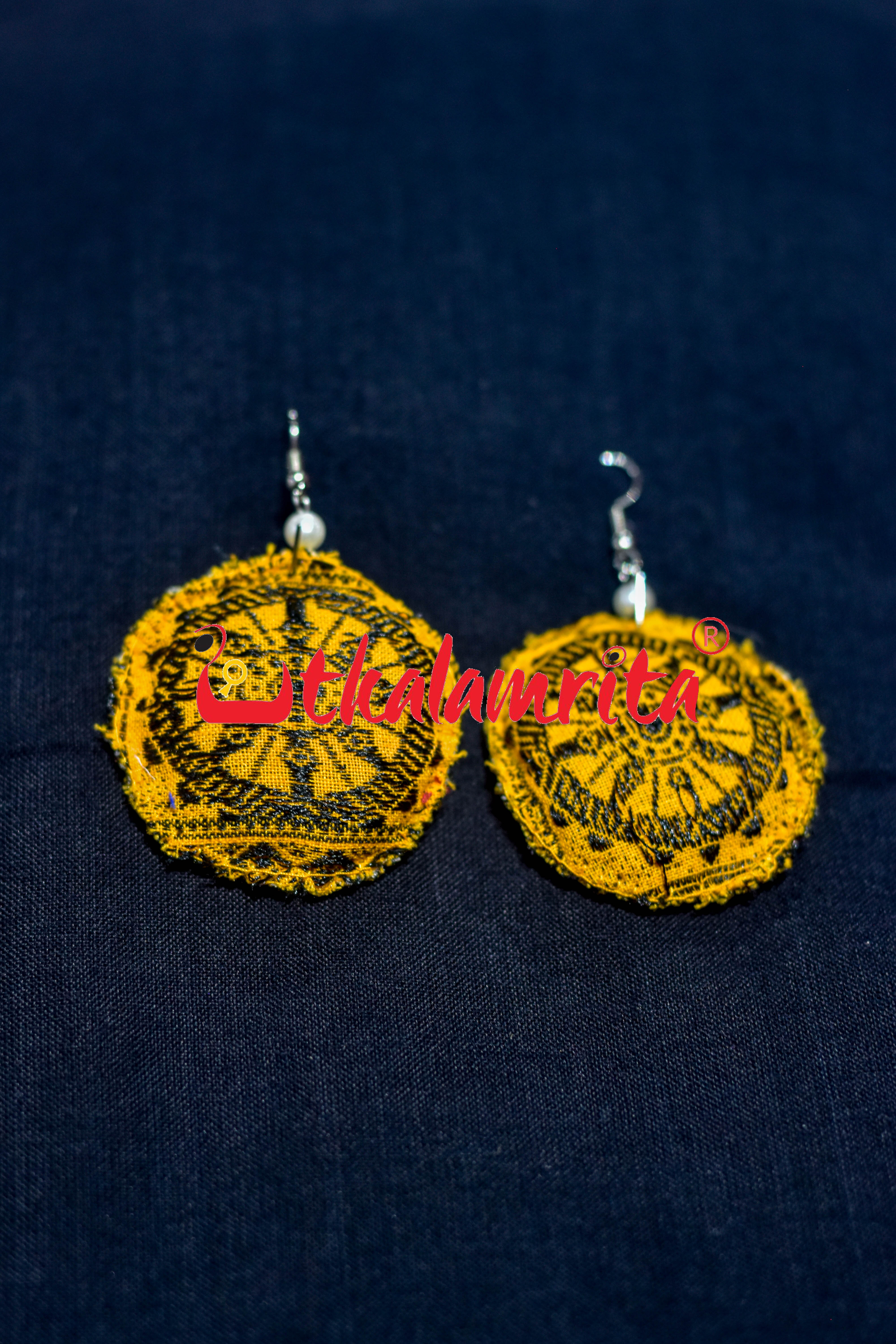 Yellow Konark Chakra Round Earrings