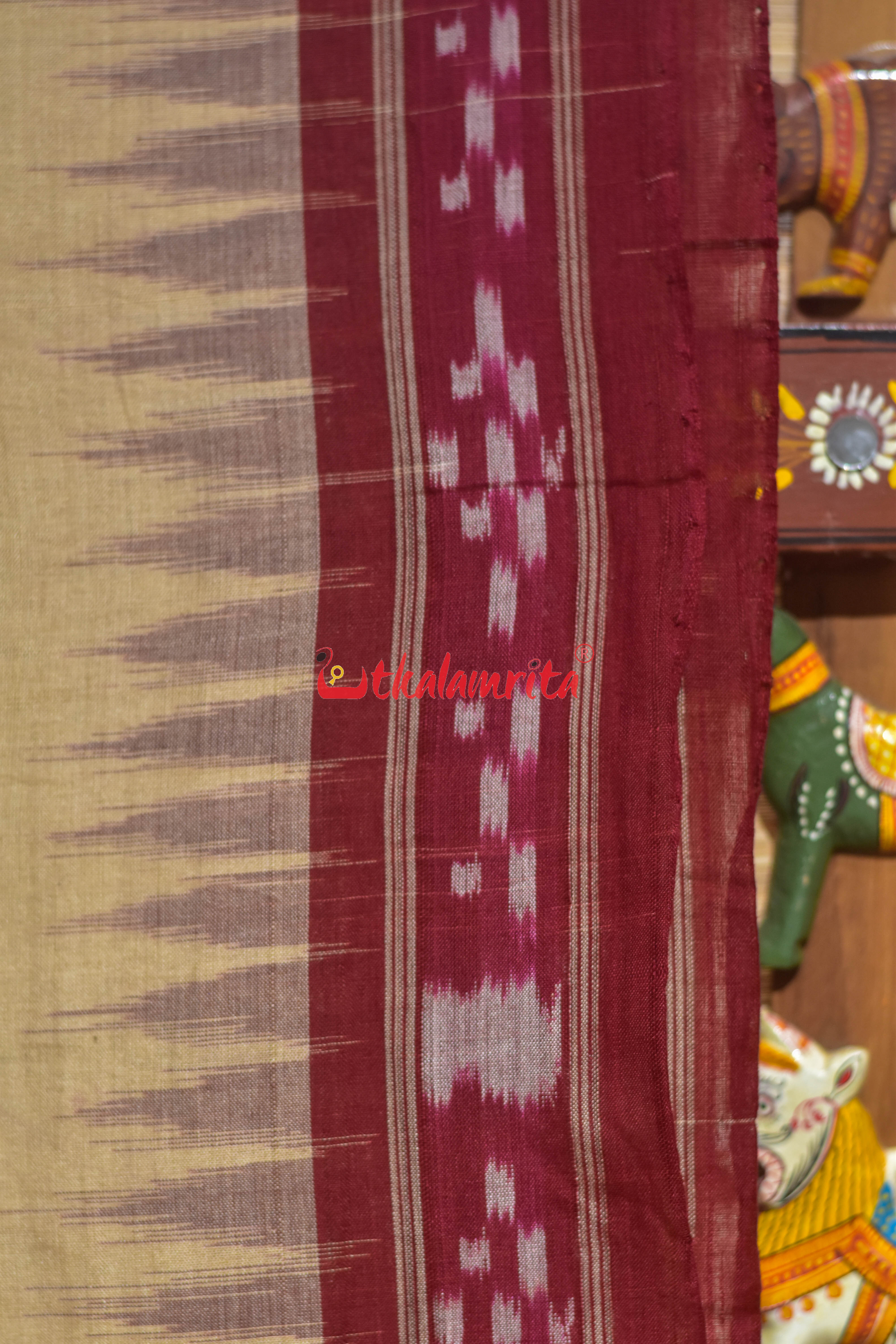 Ghee Maroon Laxmi Puja Pattachitra Cotton Saree