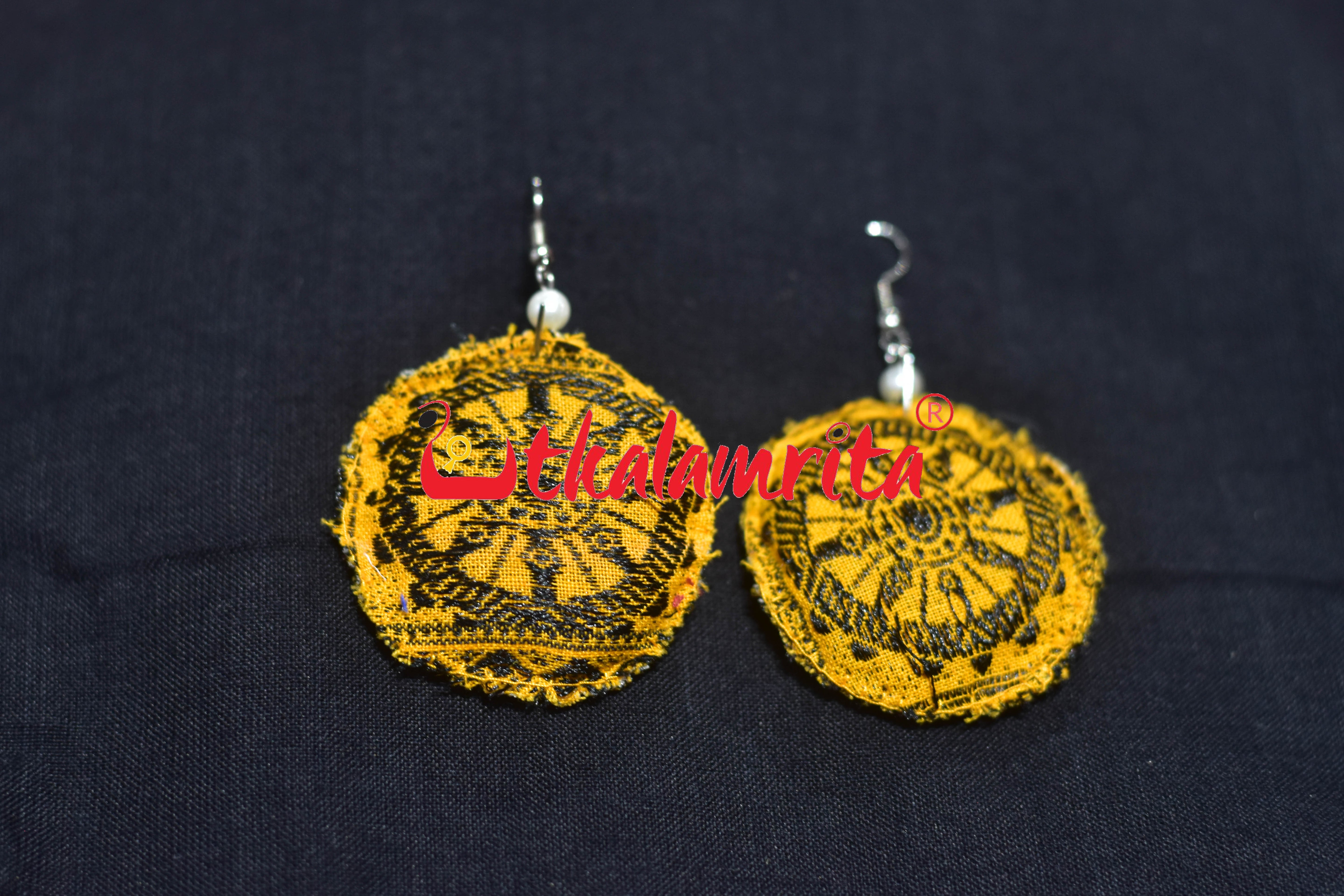 Yellow Konark Chakra Round Earrings