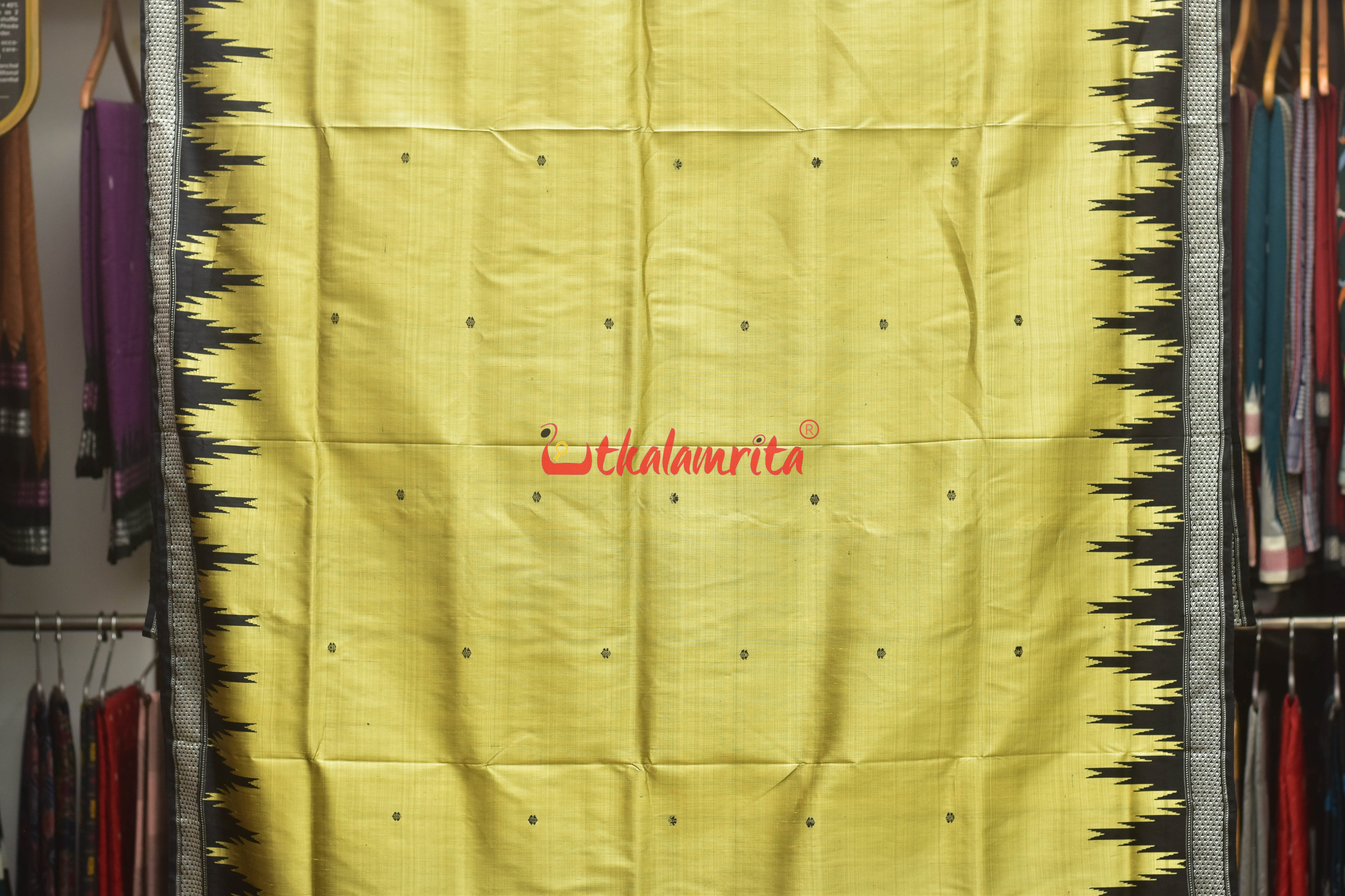 Golden Ivory Double Anchal Berhampuri Silk Saree