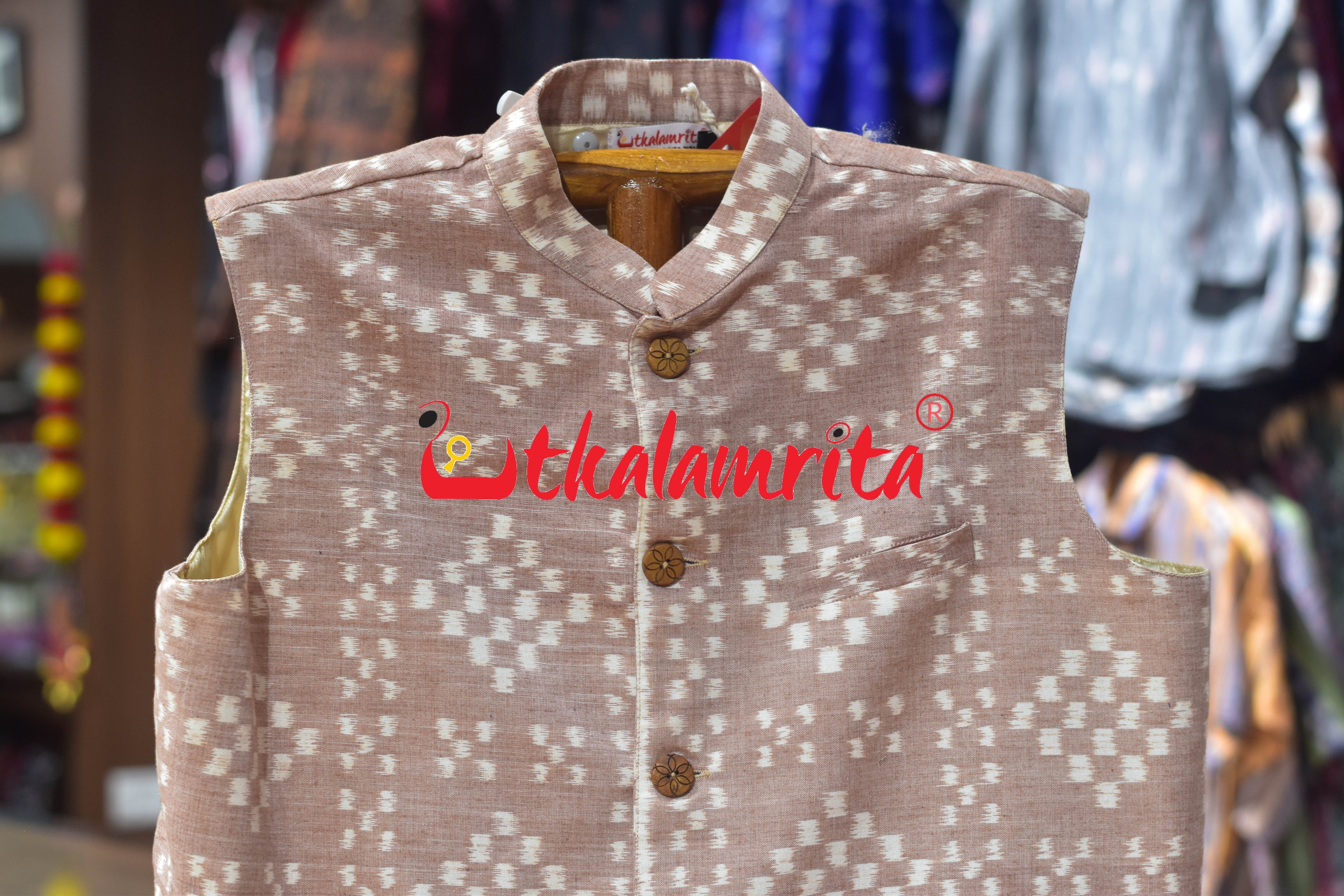 Peach Single Ikat Pasapali (Modi Jacket)