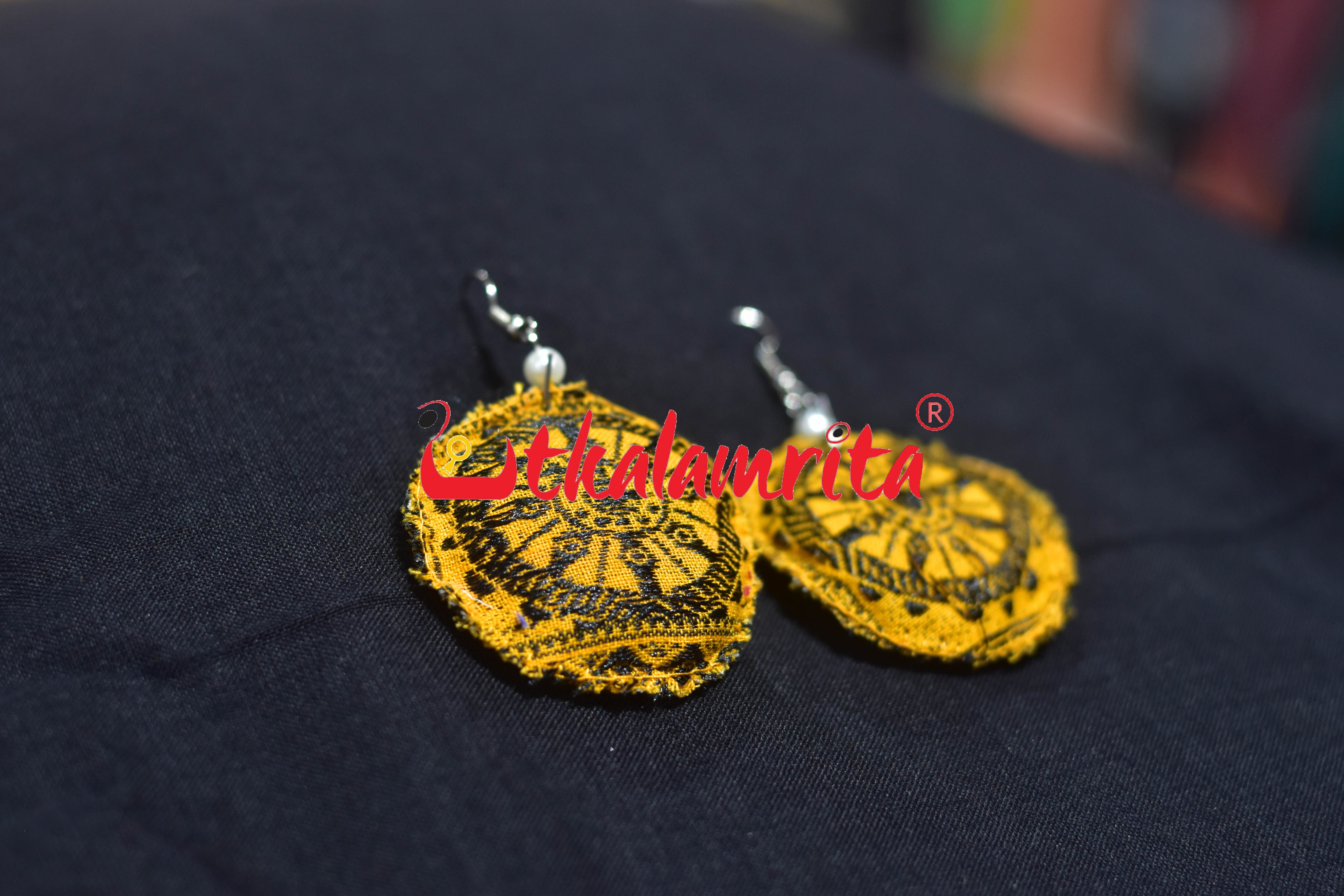 Yellow Konark Chakra Round Earrings