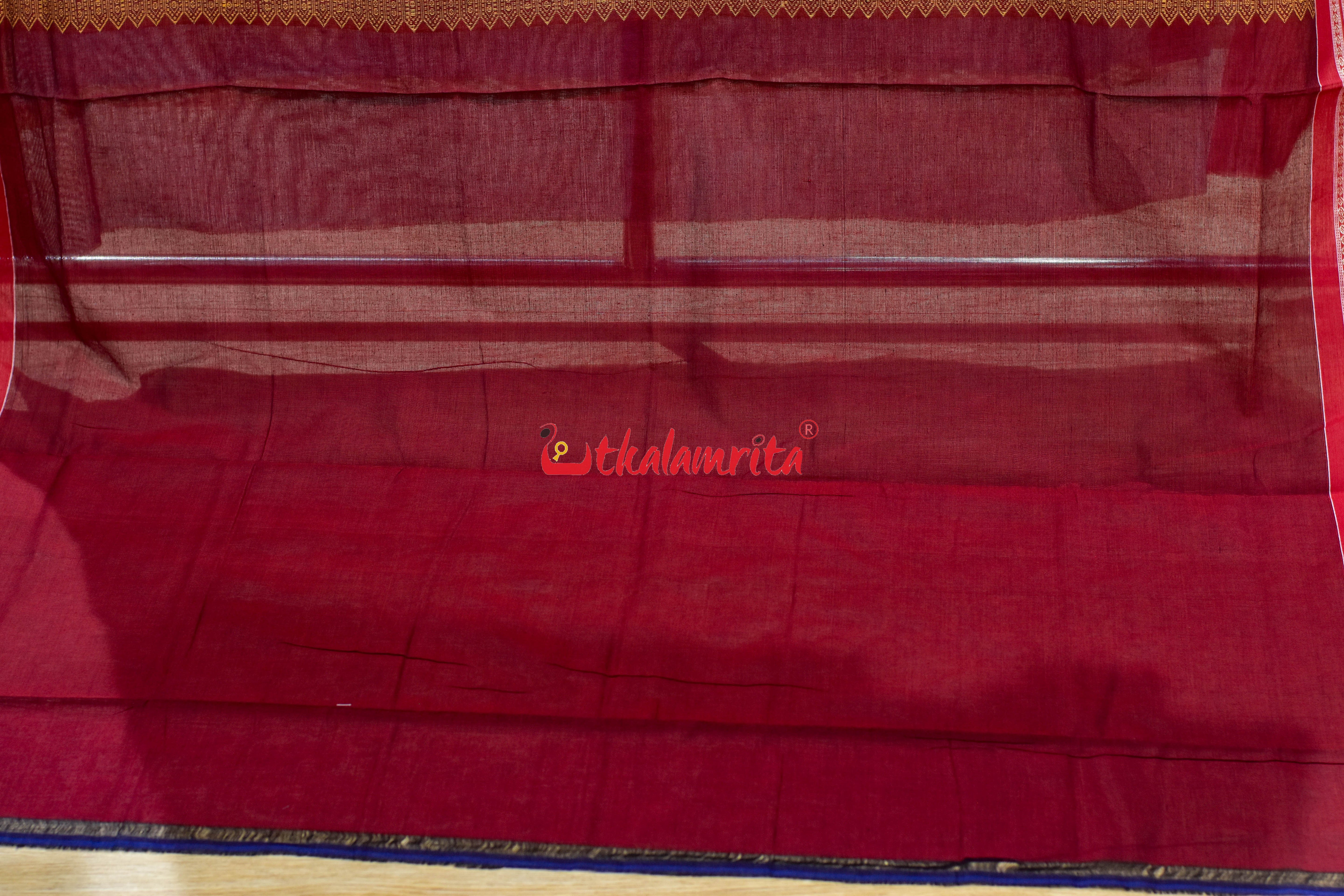 Blue Grey Pere Bandha Bomkai Cotton Saree
