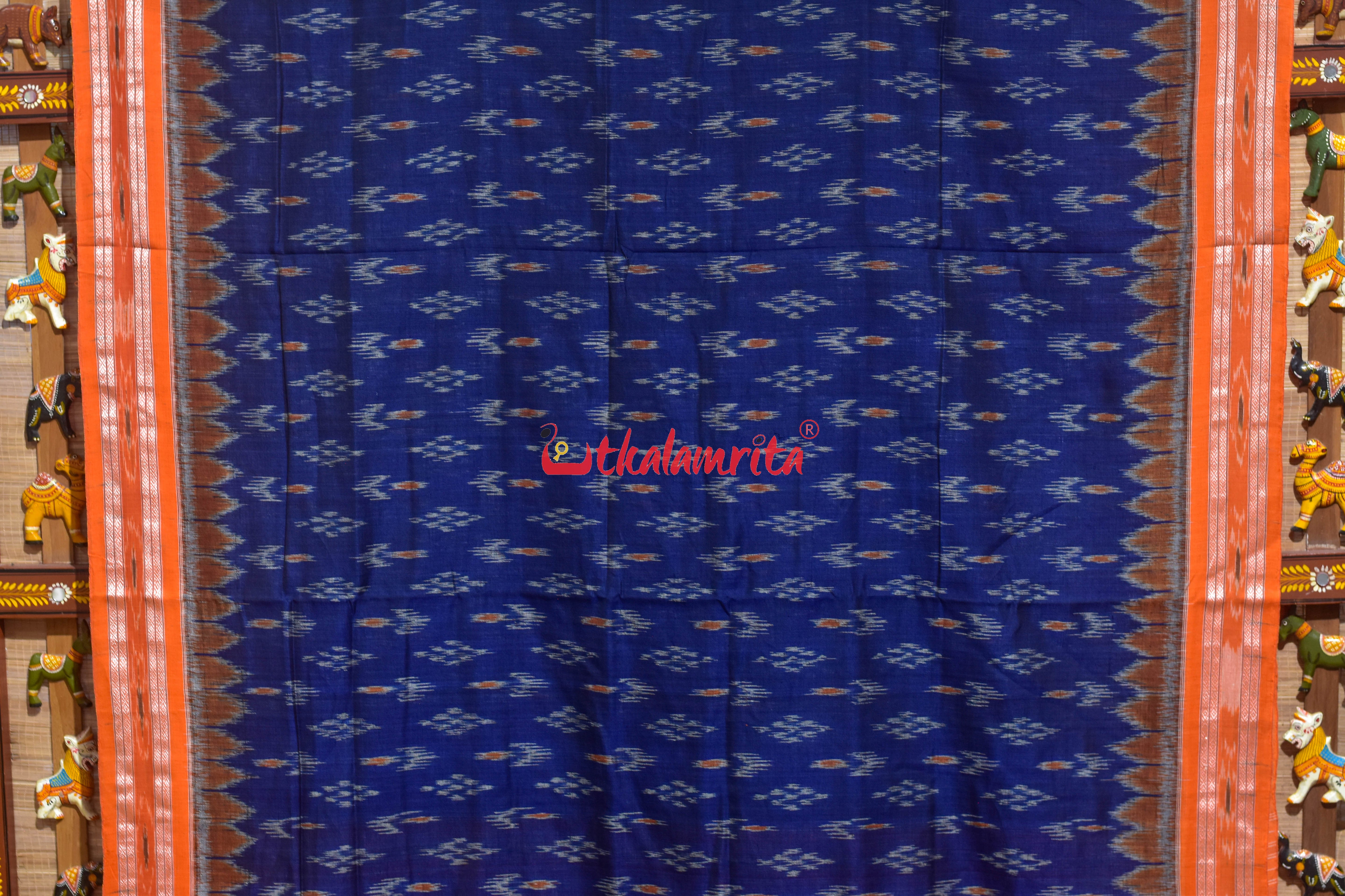 Blue Orange Chandrika Khandua Cotton Saree