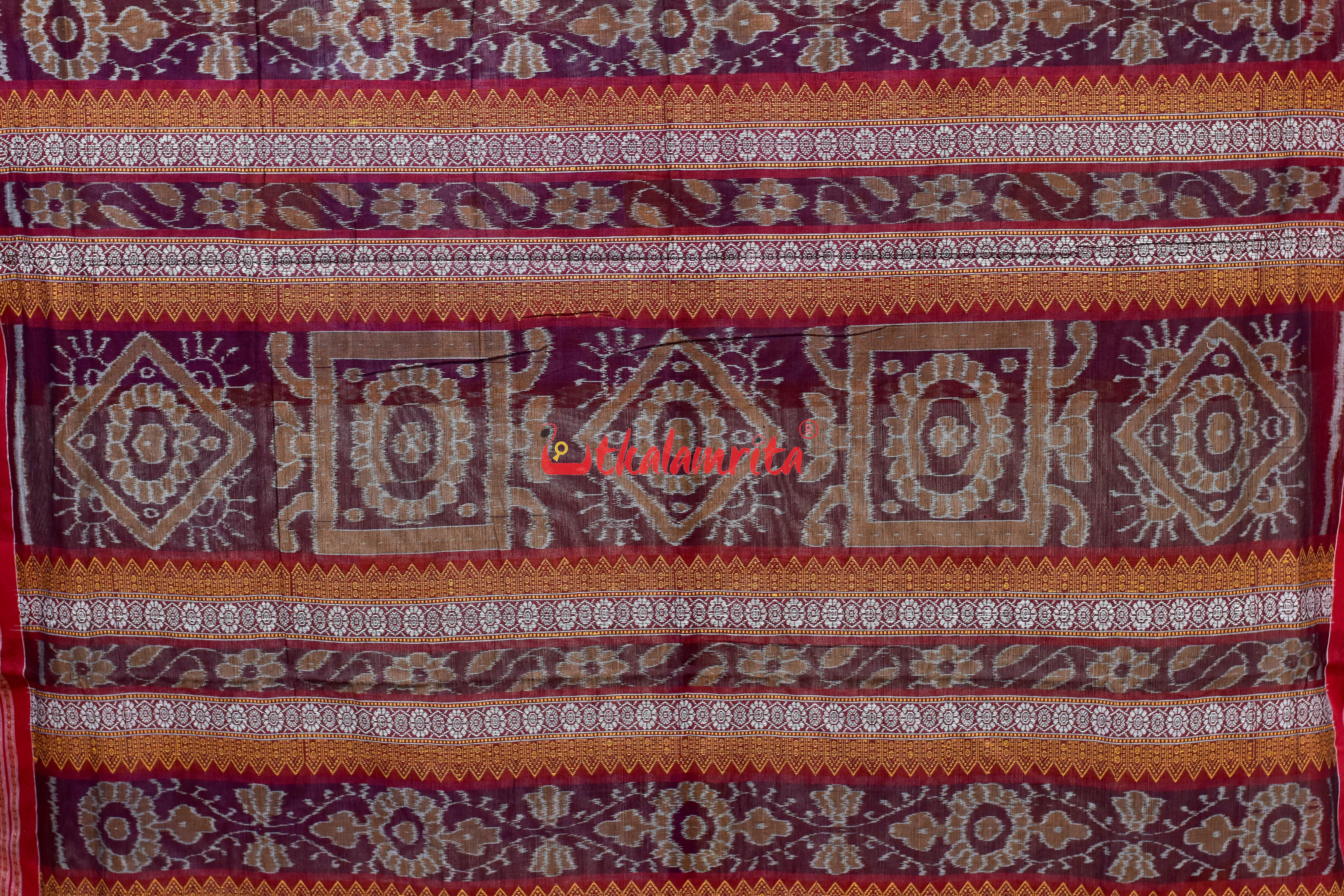 Blue Grey Pere Bandha Bomkai Cotton Saree