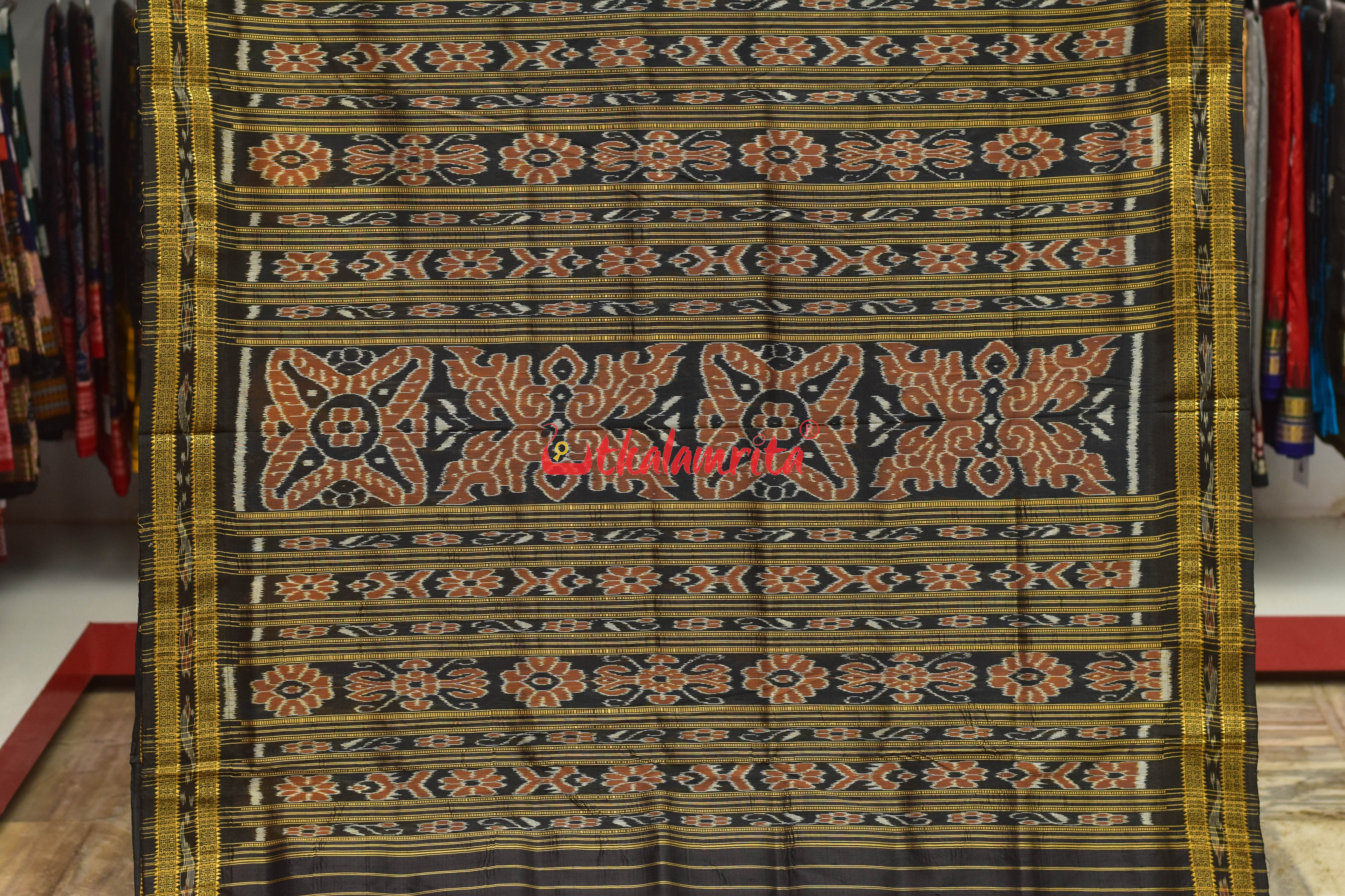 Blue with Phuldani Border Khandua Silk Saree