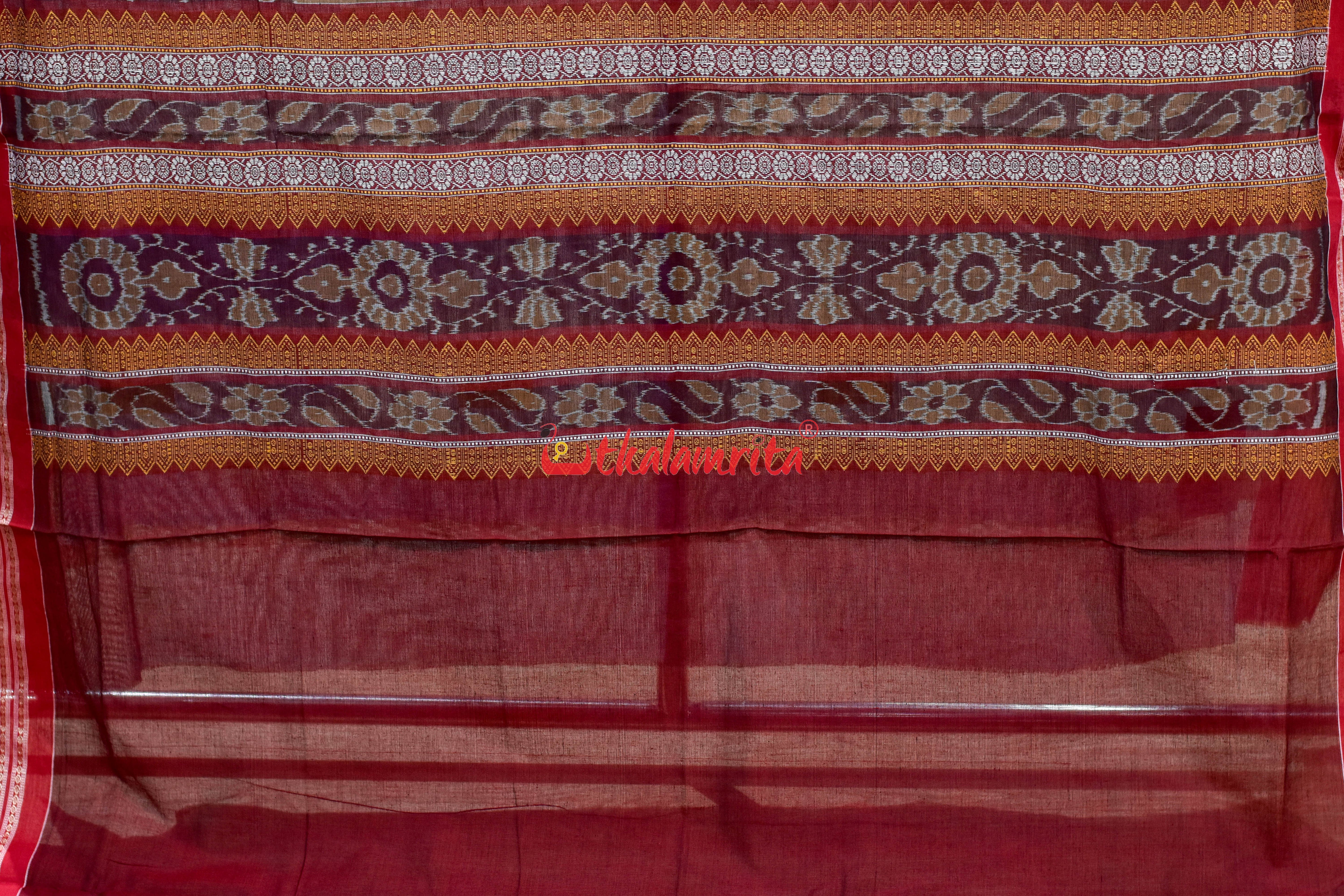 Blue Grey Pere Bandha Bomkai Cotton Saree
