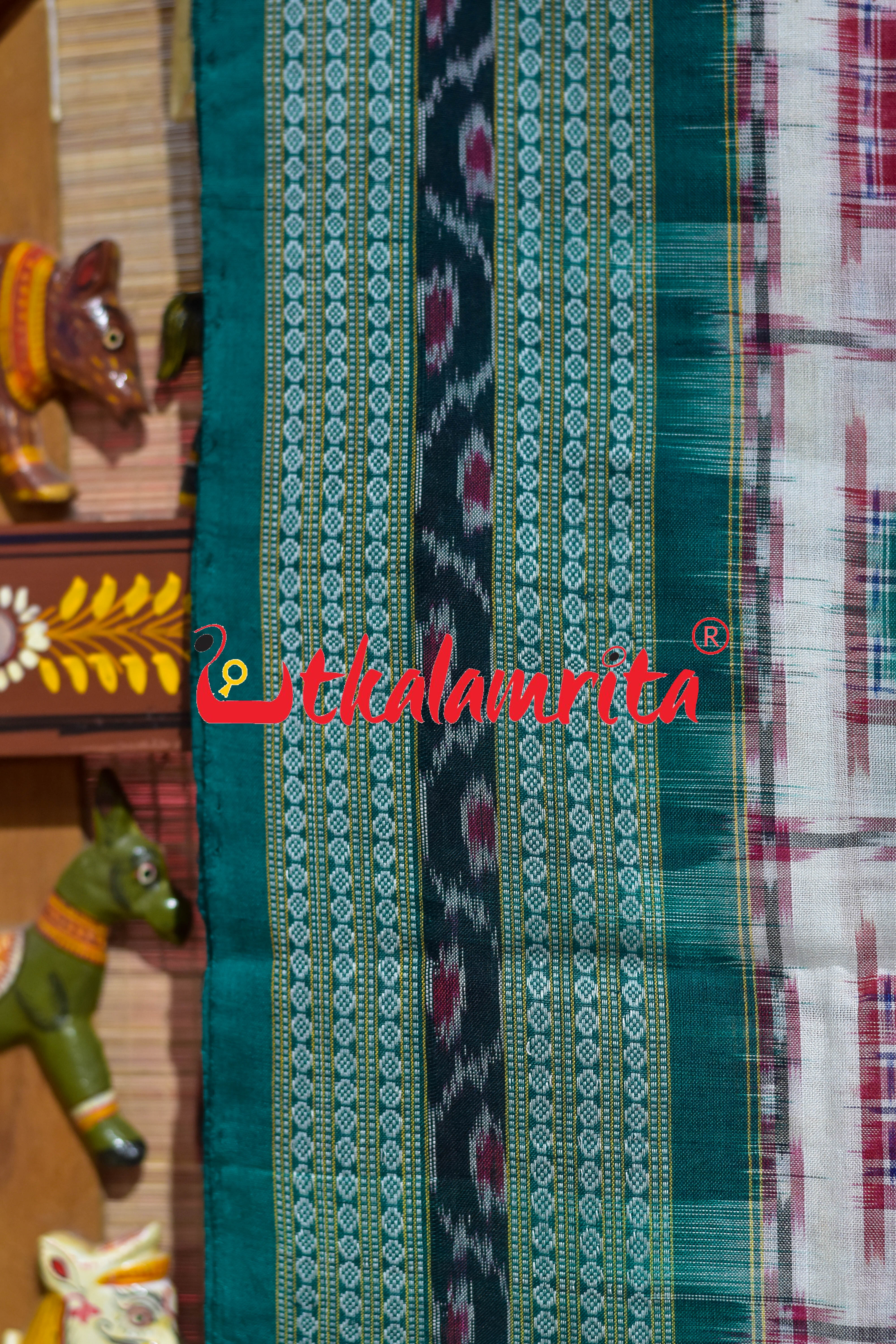White Green Mini Aswini Sambalpuri Cotton Saree