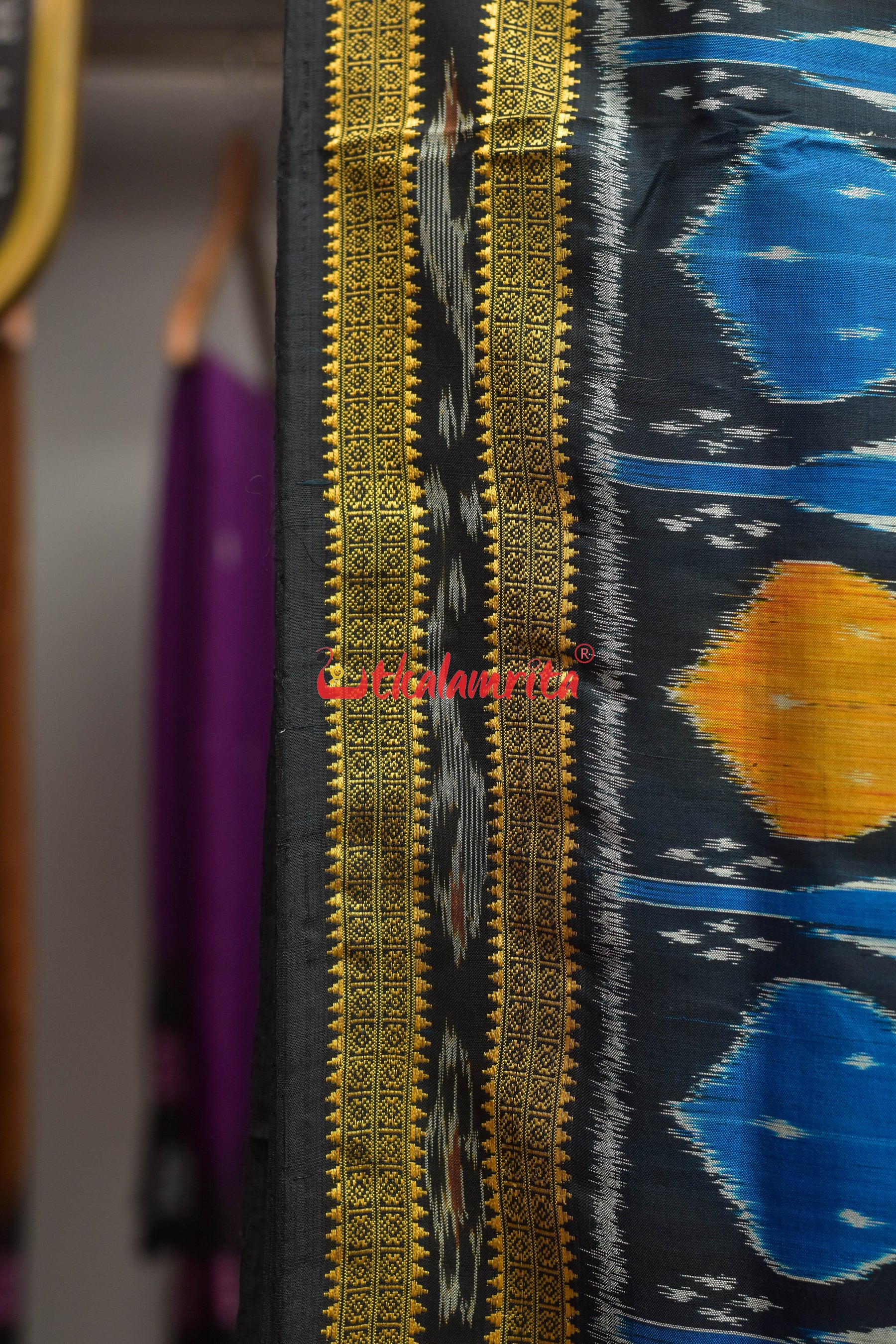 Blue with Phuldani Border Khandua Silk Saree