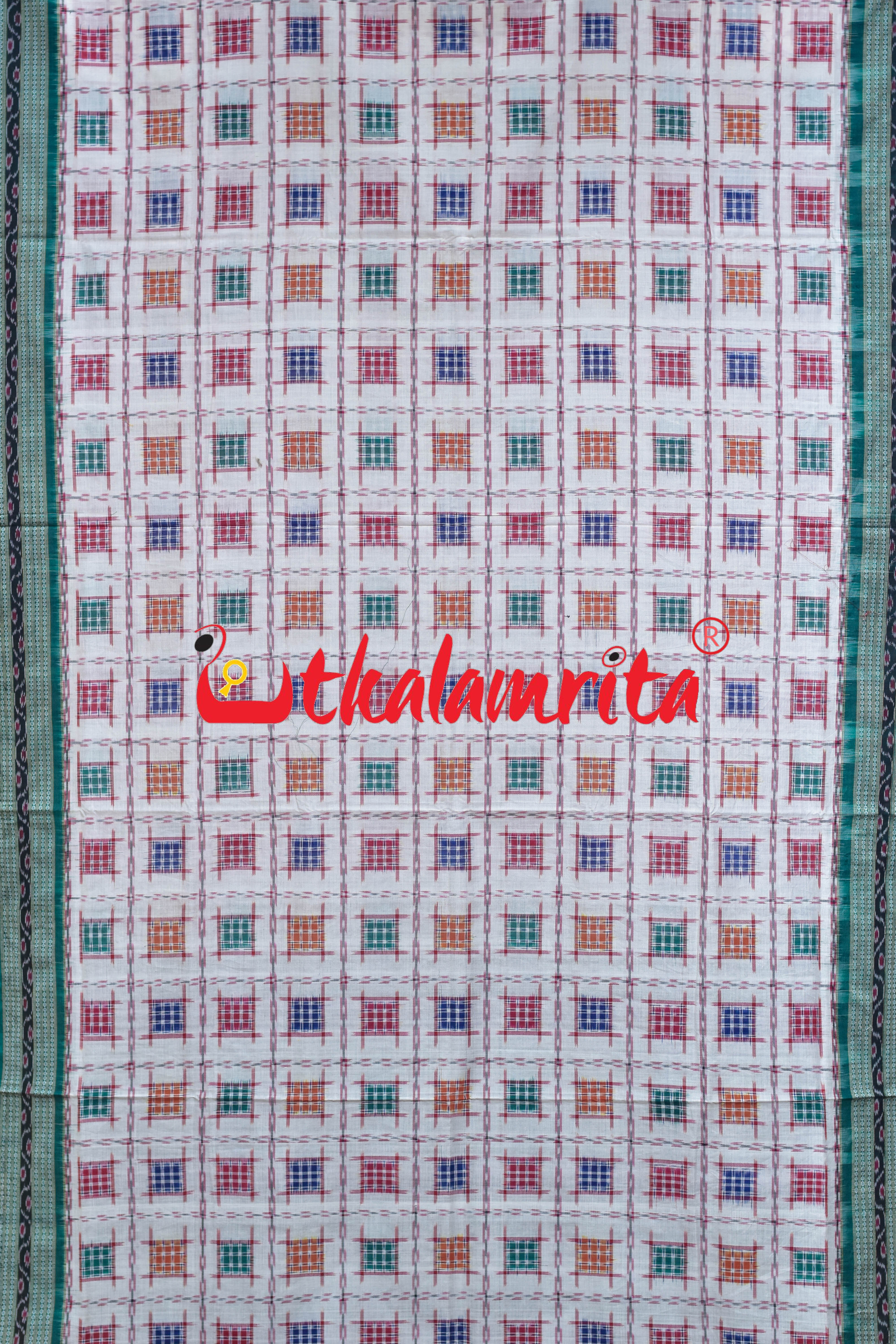 White Green Mini Aswini Sambalpuri Cotton Saree