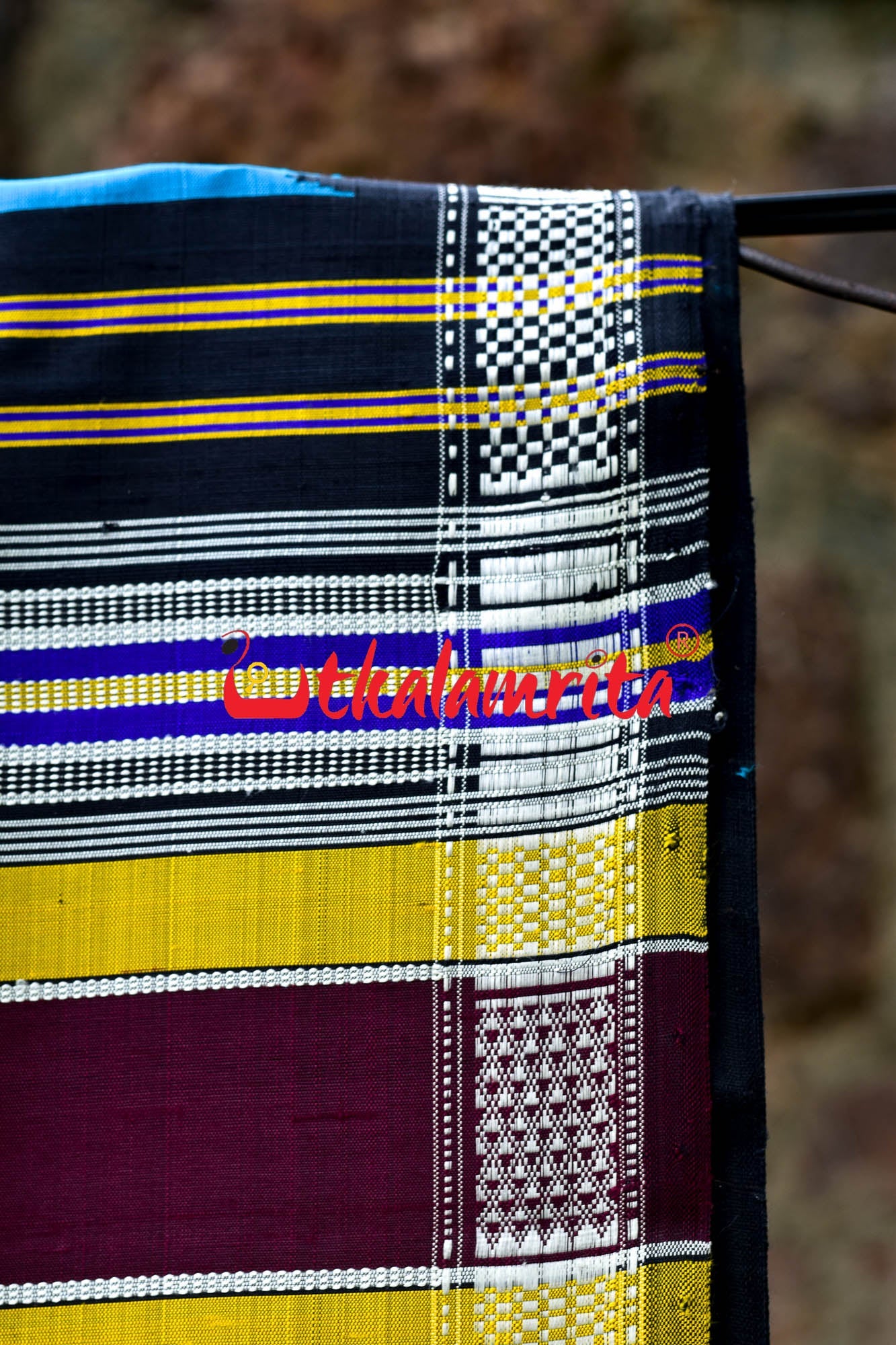Blue Black Double Anchal Berhampuri Silk