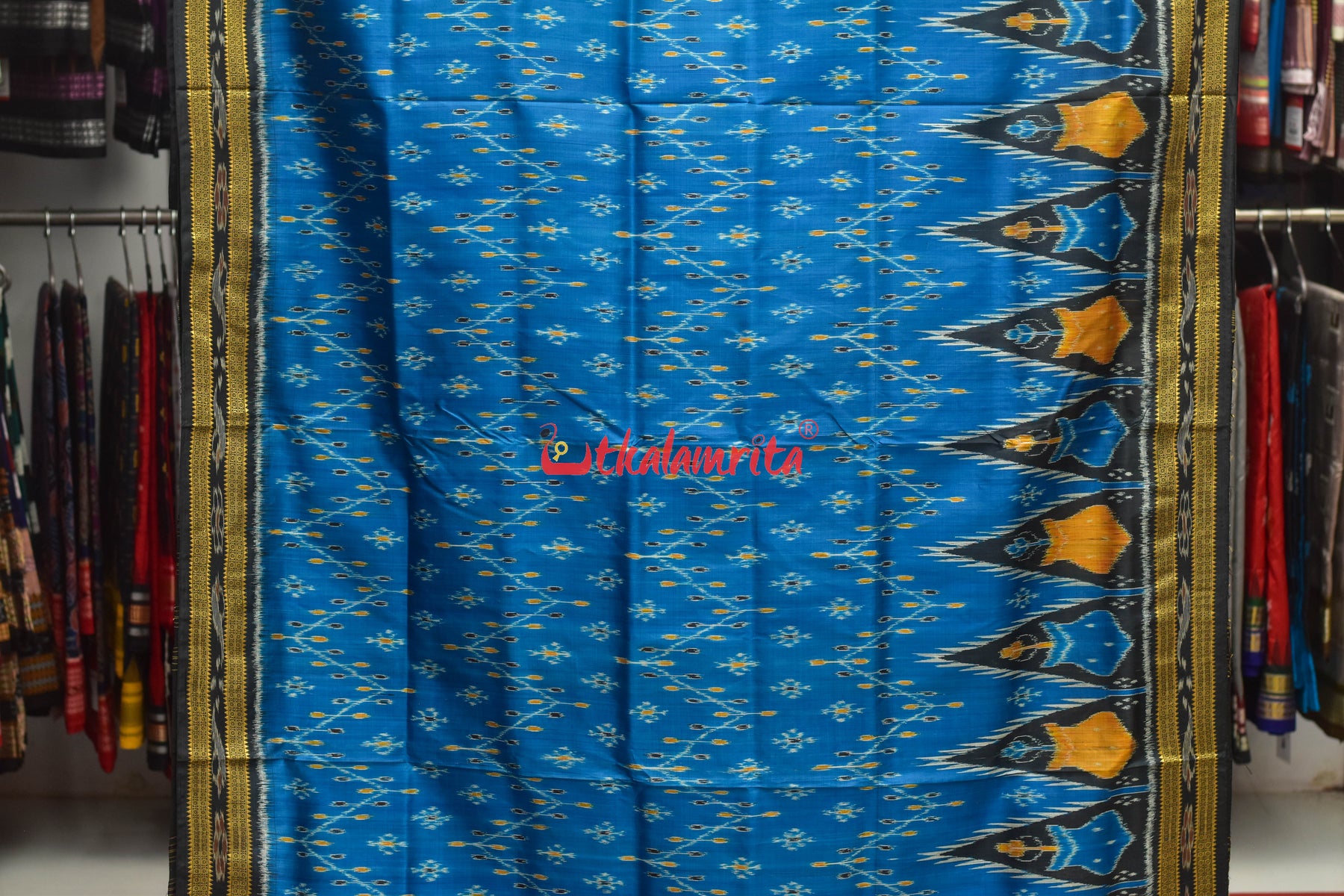 Blue with Phuldani Border Khandua Silk Saree