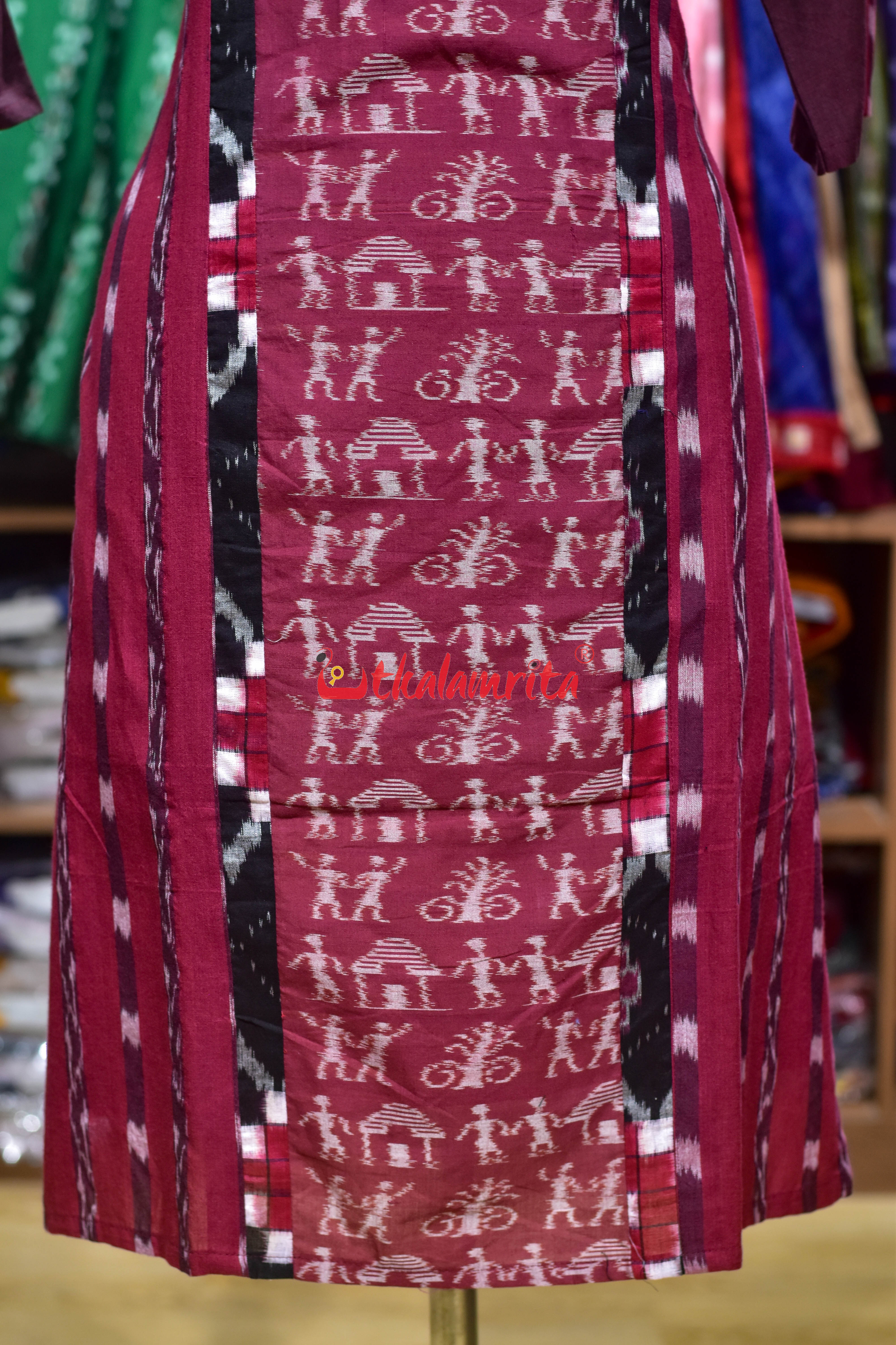 Maroon Ikat Harmony (Ladies Kurti)