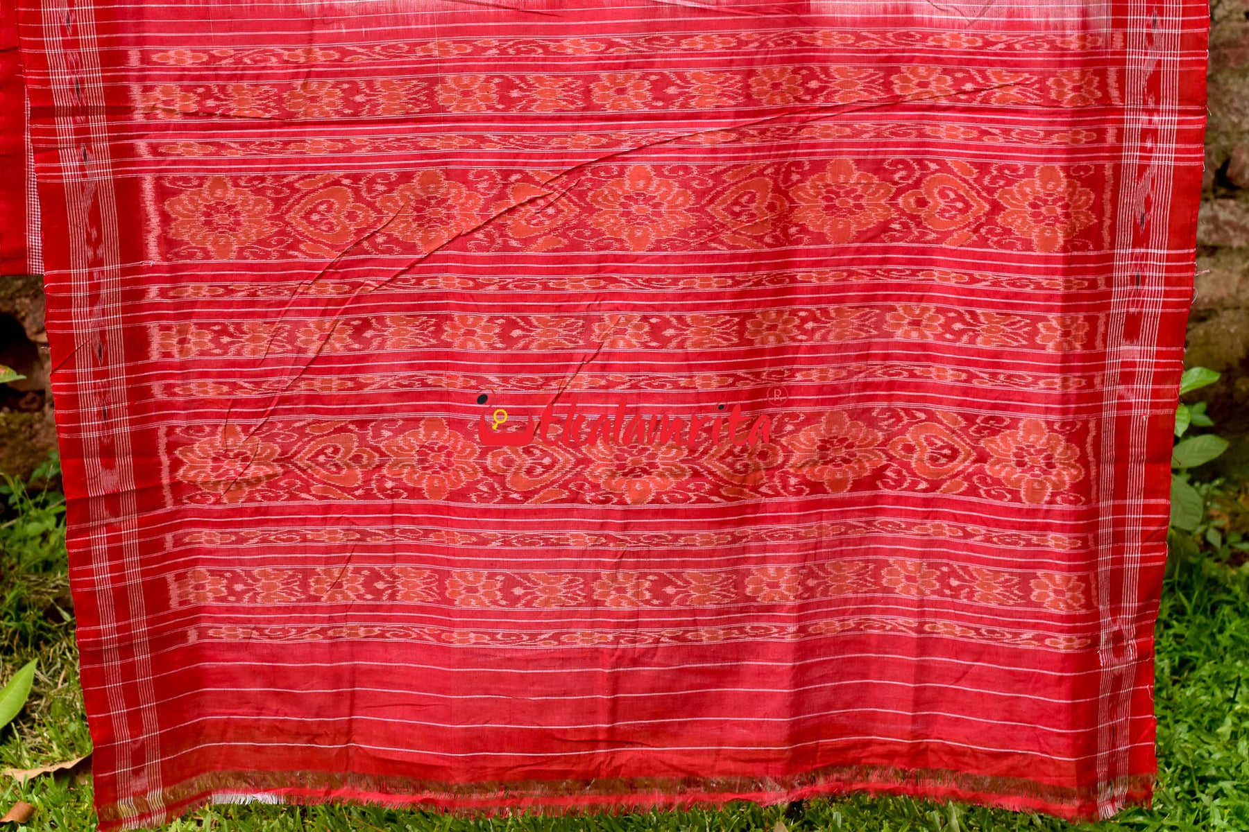 White Red Cotton Nabarangi Saree