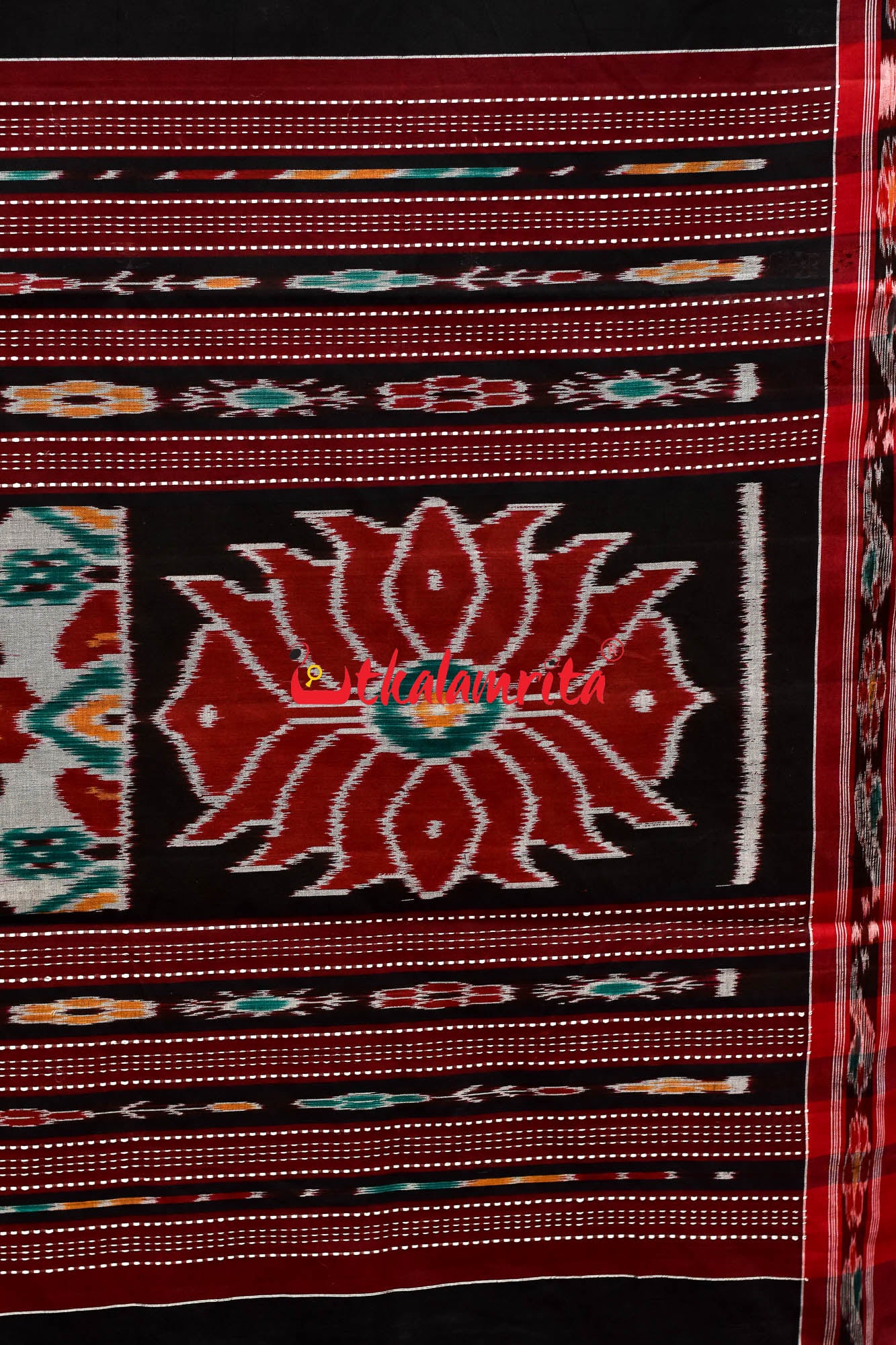 Black Maroon Pittala Cotton Saree