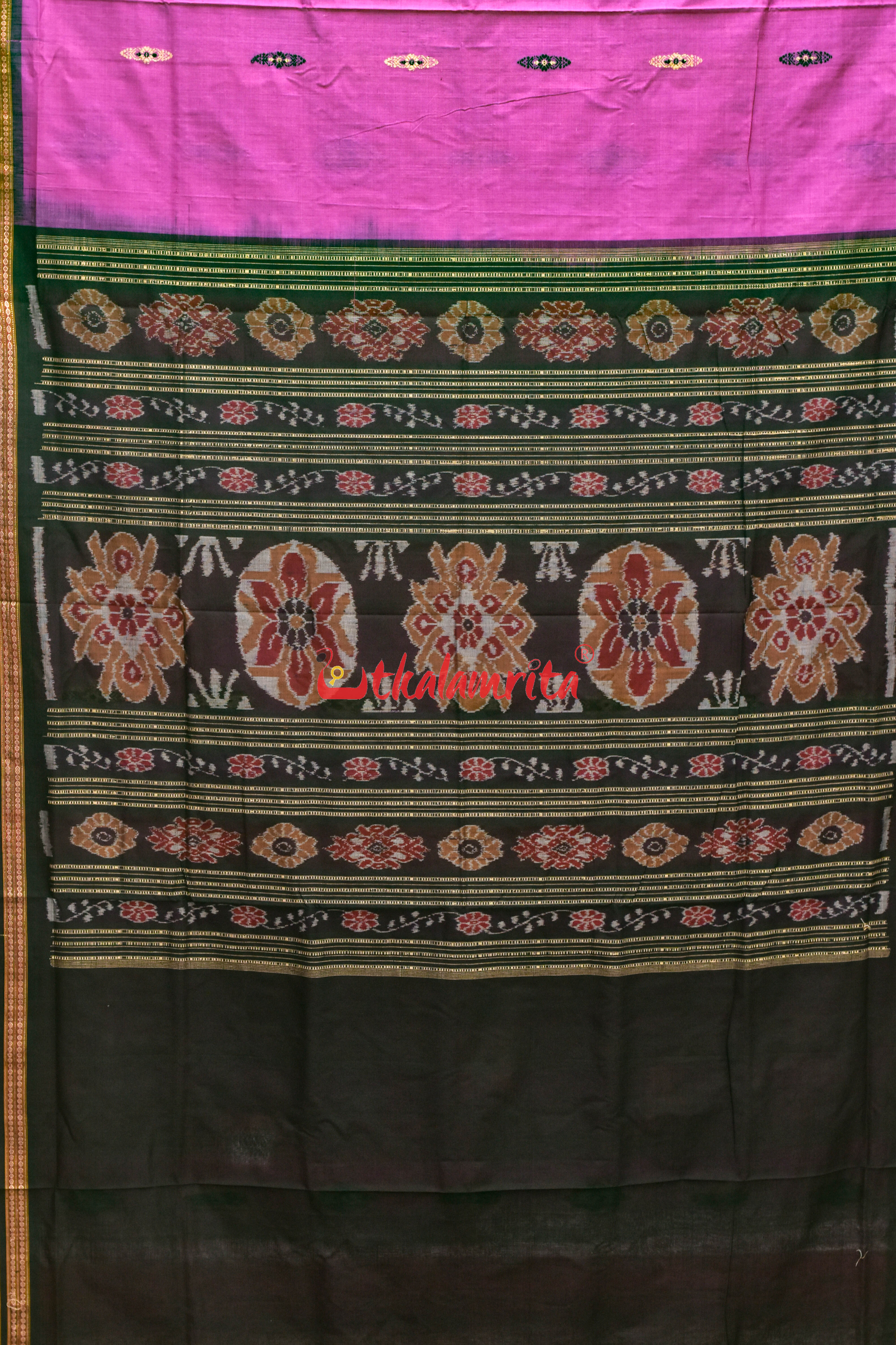 Lavender Black Anchal Bandha Padam Bomkai Cotton Saree