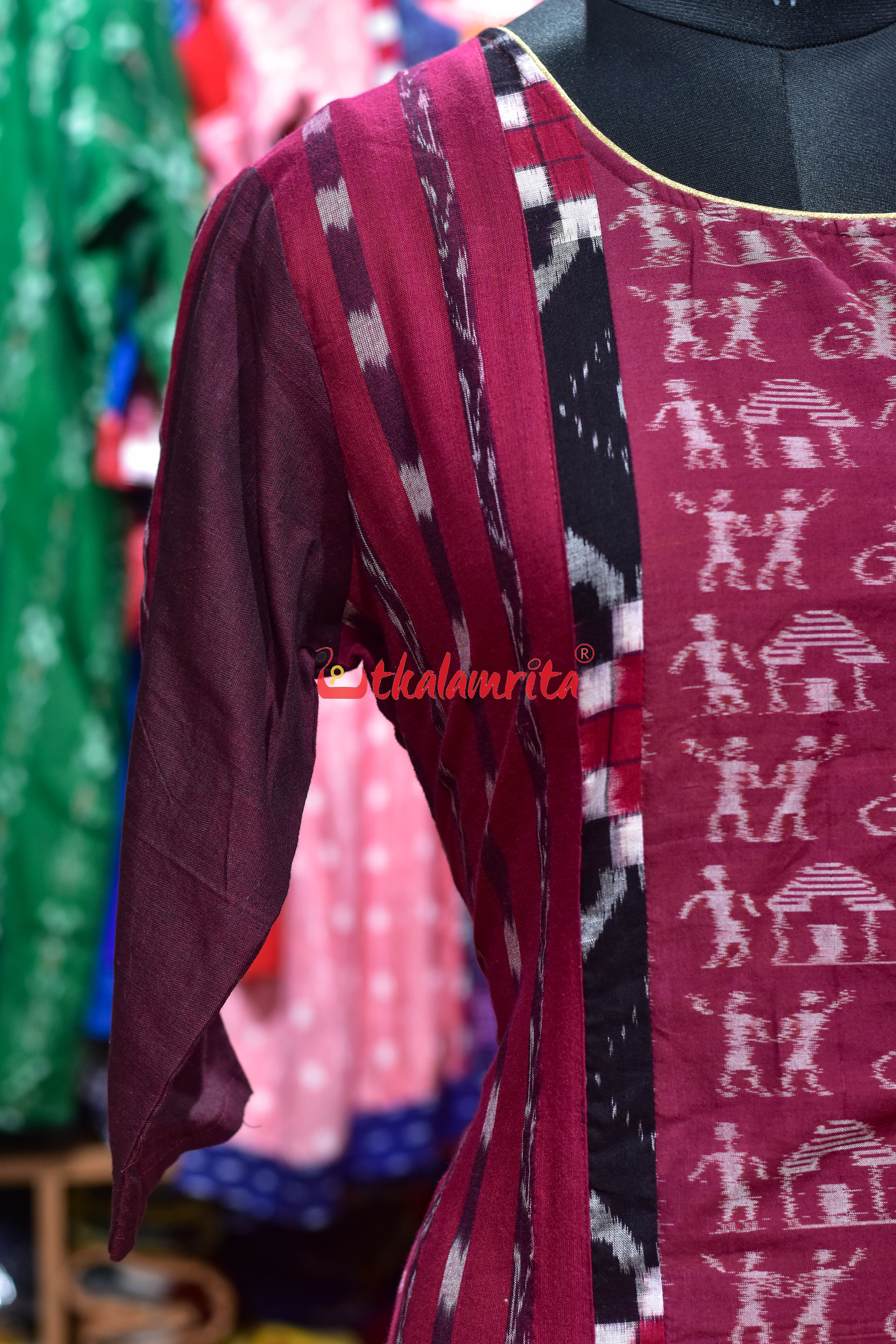 Maroon Ikat Harmony (Ladies Kurti)
