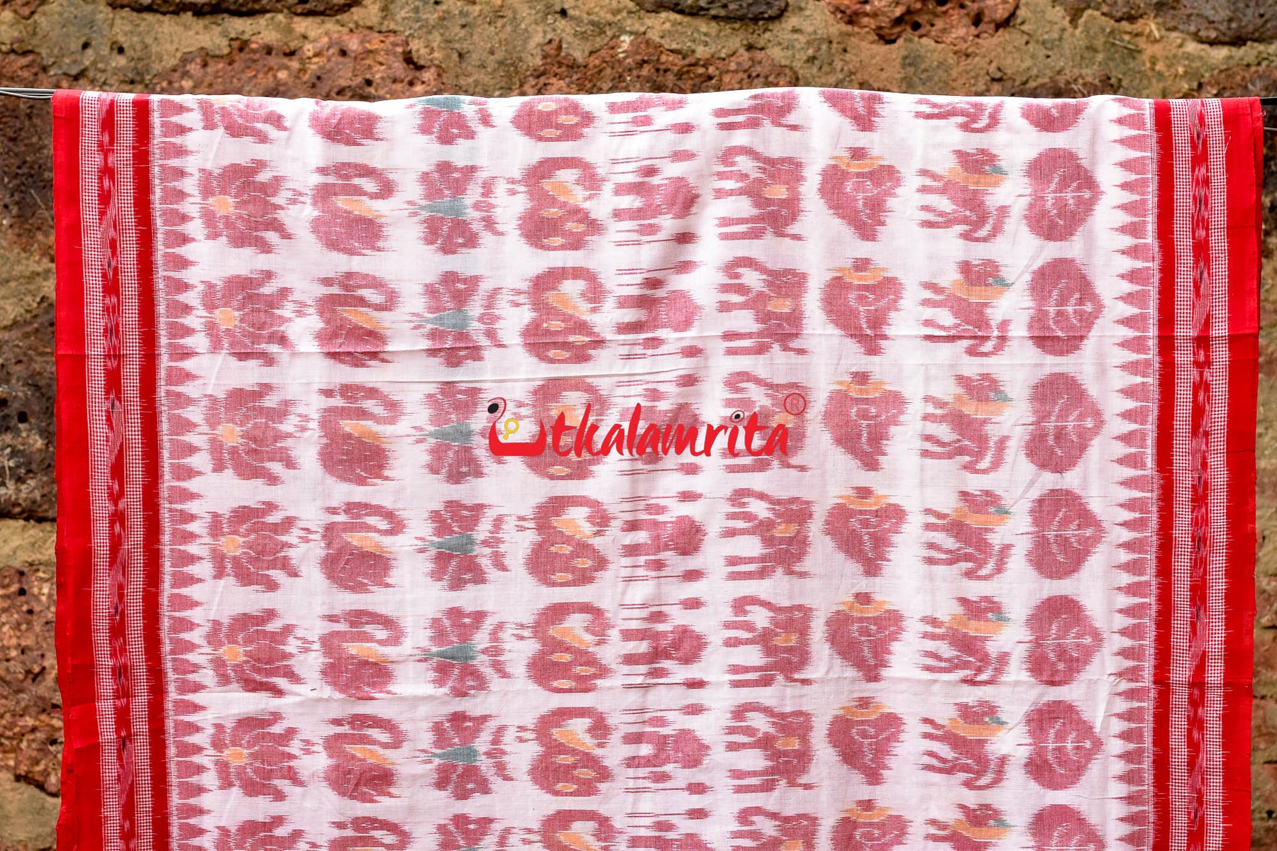 White Red Cotton Nabarangi Saree