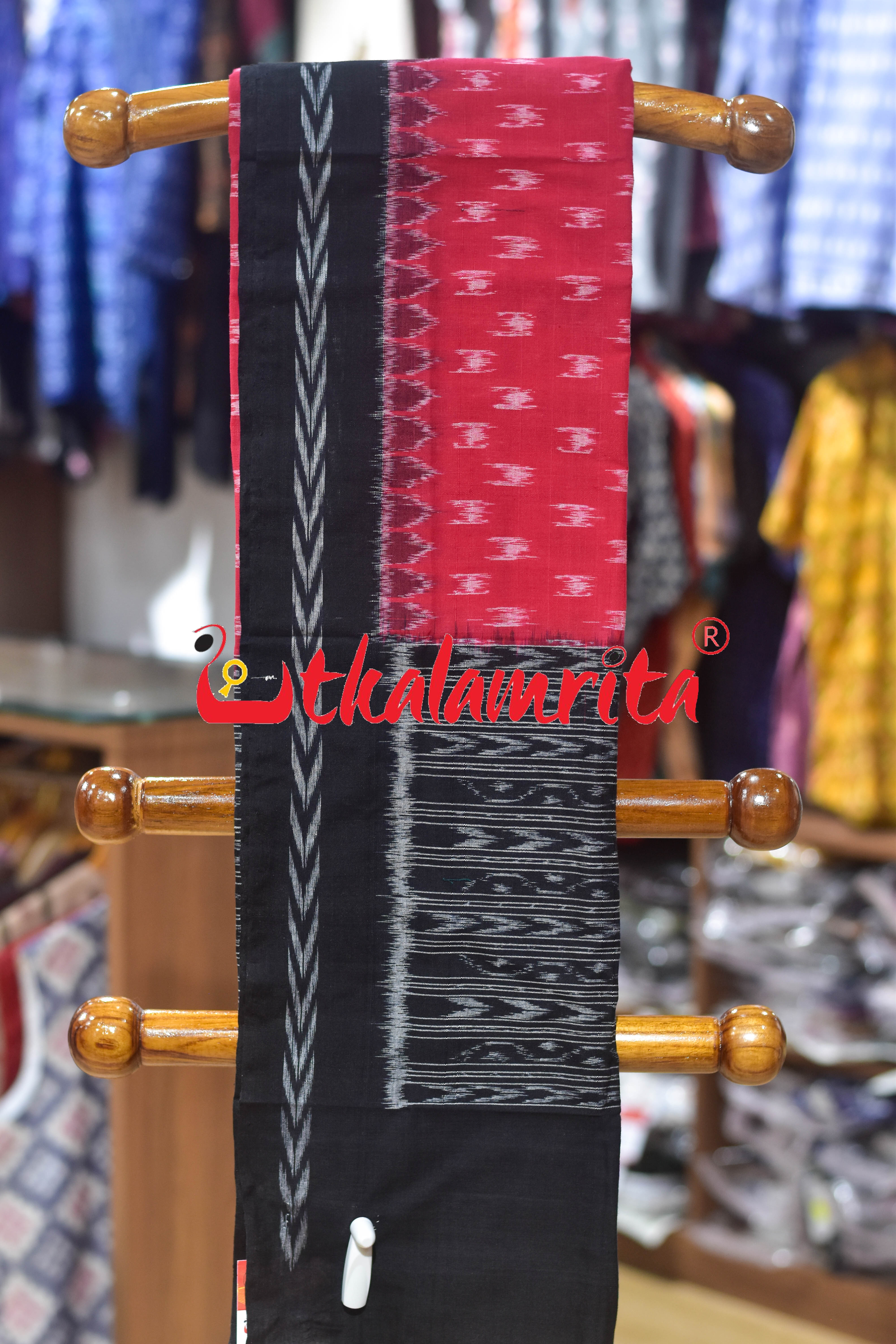 Red Black Dhanpatri Border Sambalpuri (Dupatta)