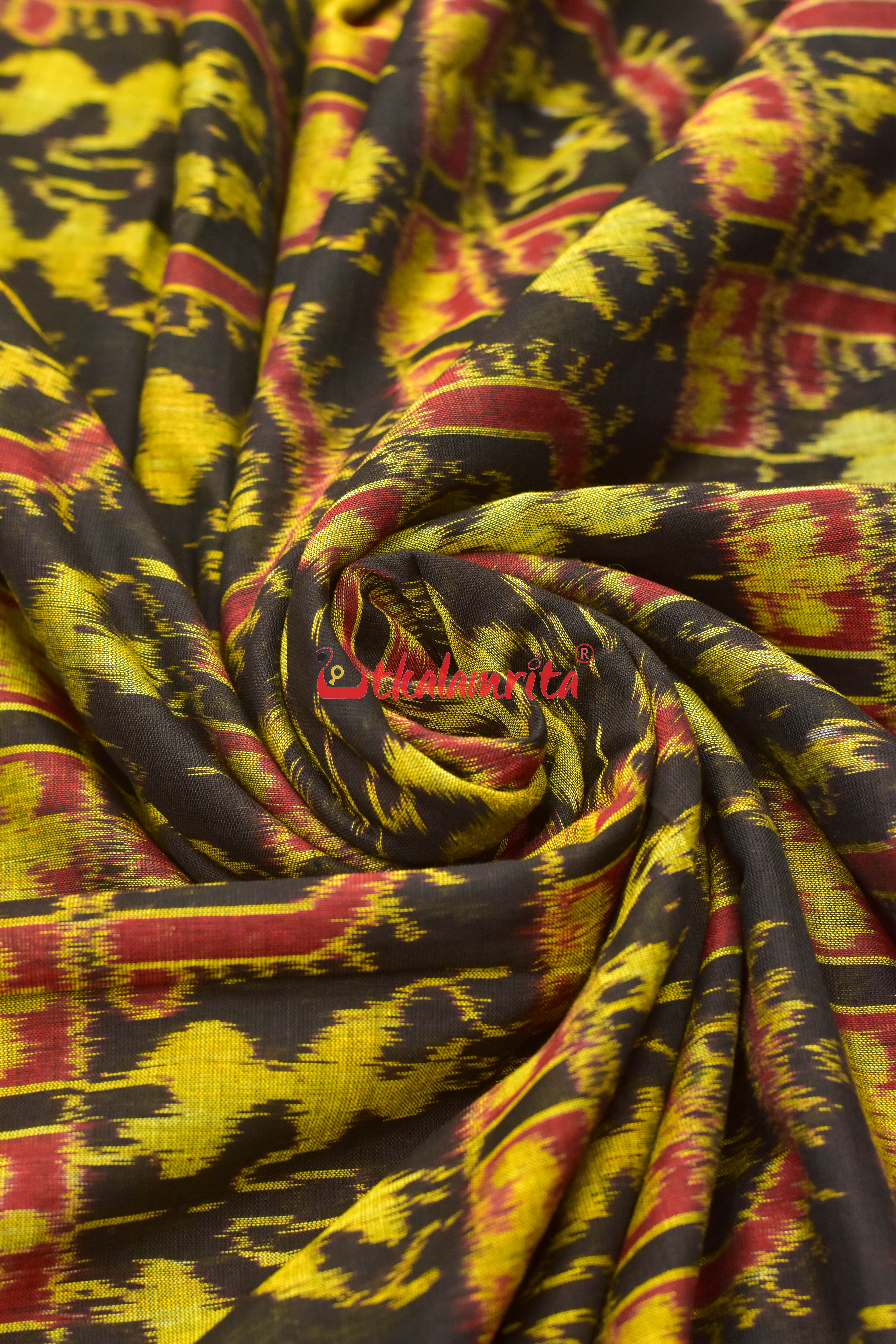 Black Standing Tribals Sambalpuri Cotton (Fabric)