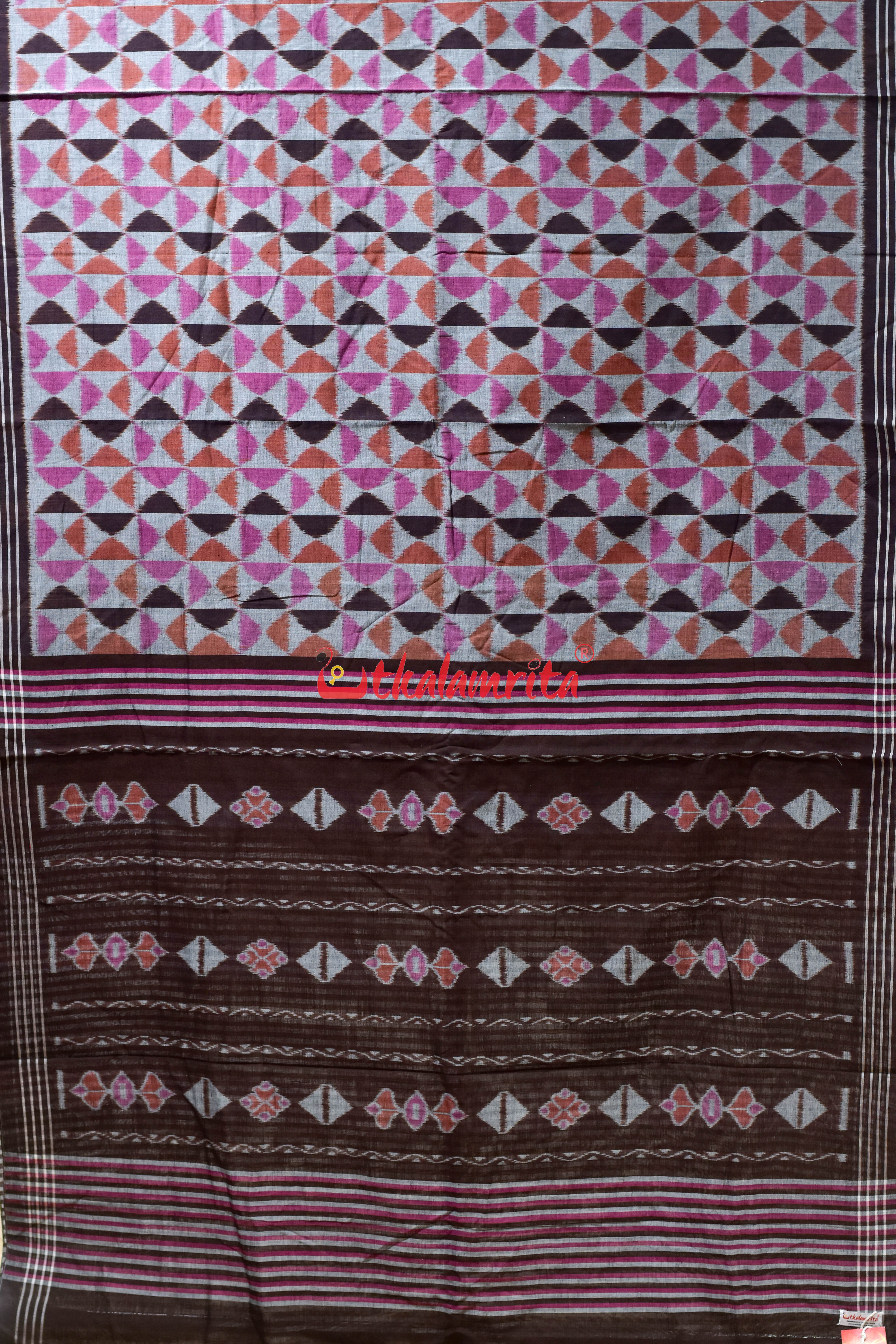 Pink Optical Illusion Khandua Cotton Saree