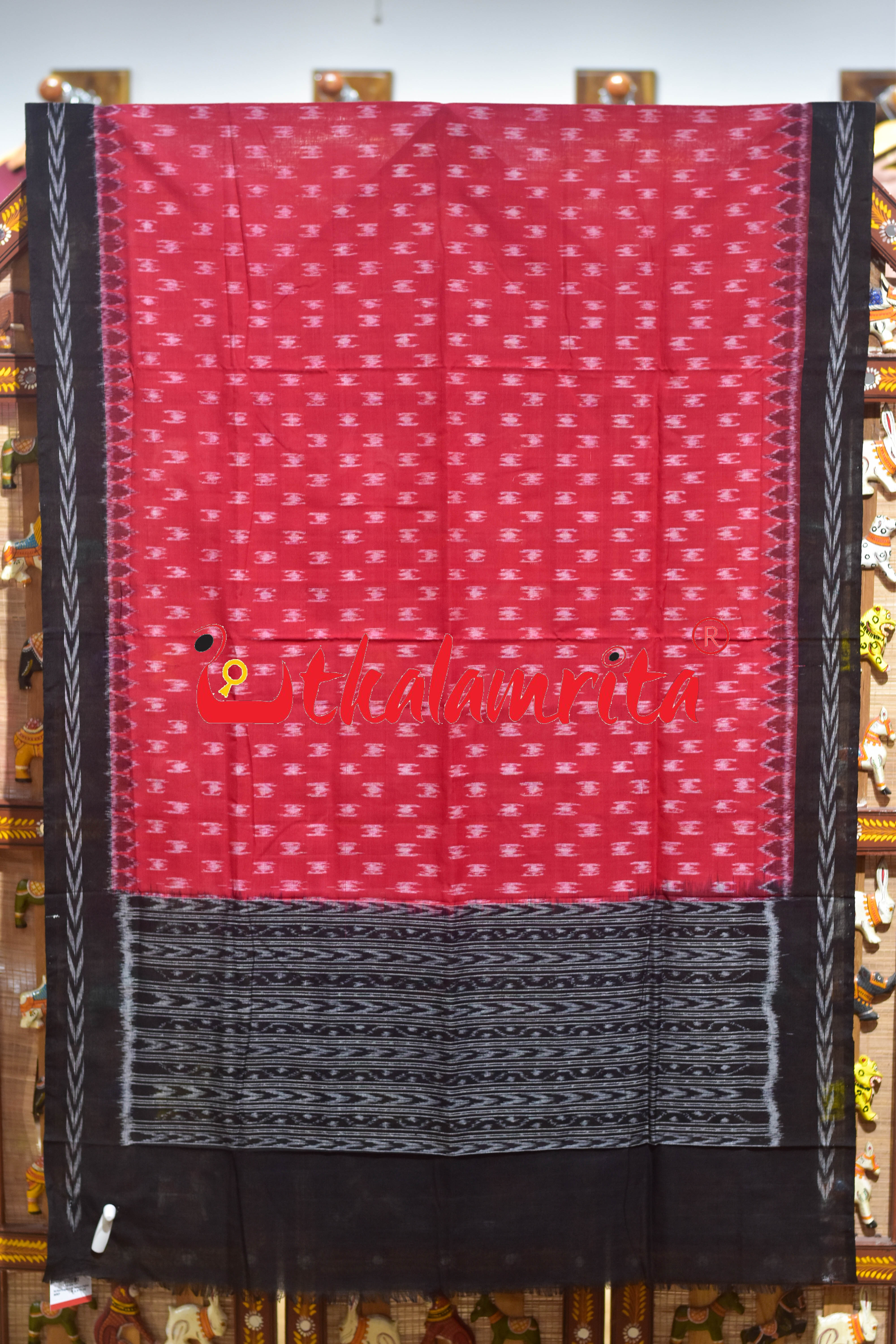 Red Black Dhanpatri Border Sambalpuri (Dupatta)