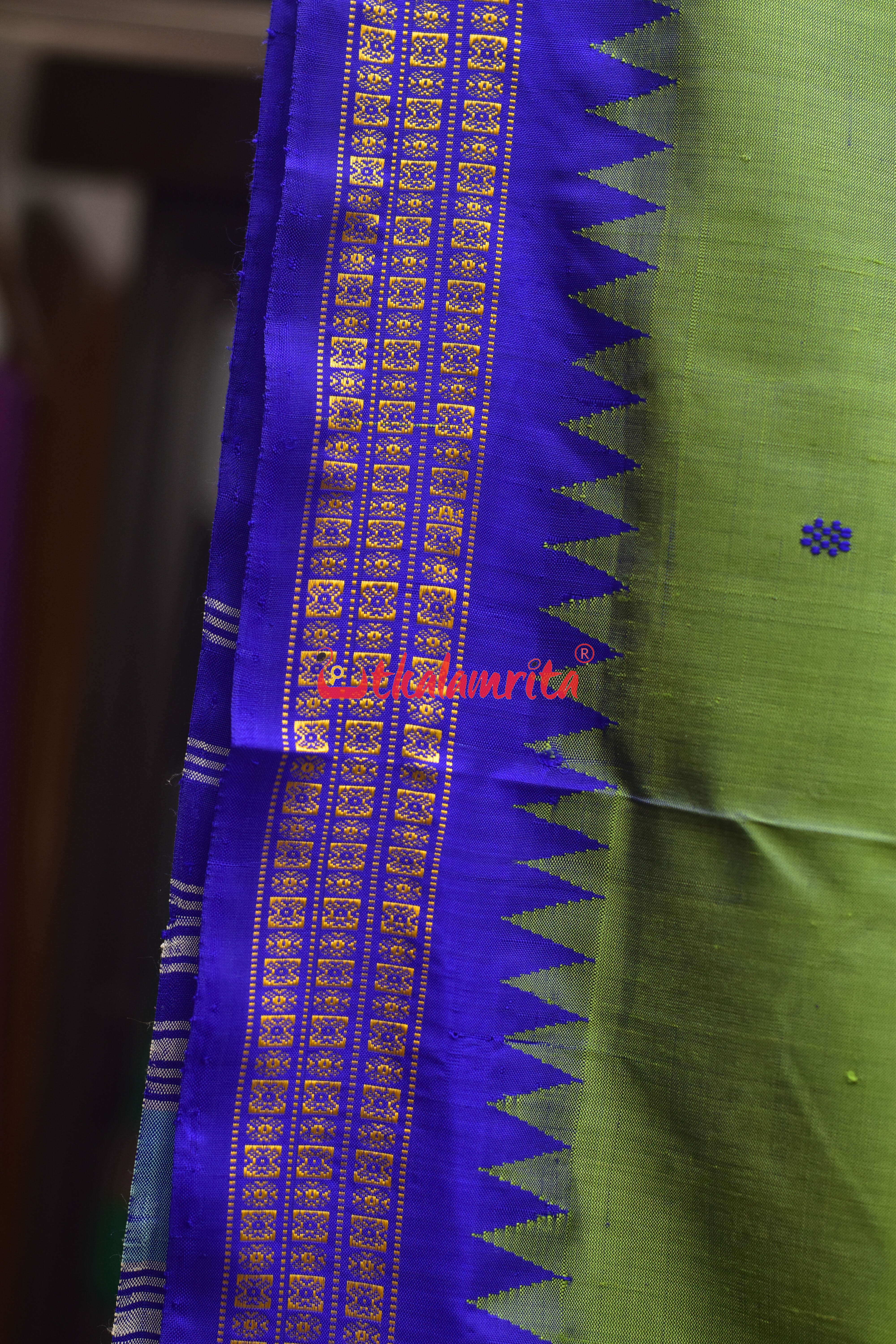 Green Blue Double Anchal Berhampuri Silk Saree