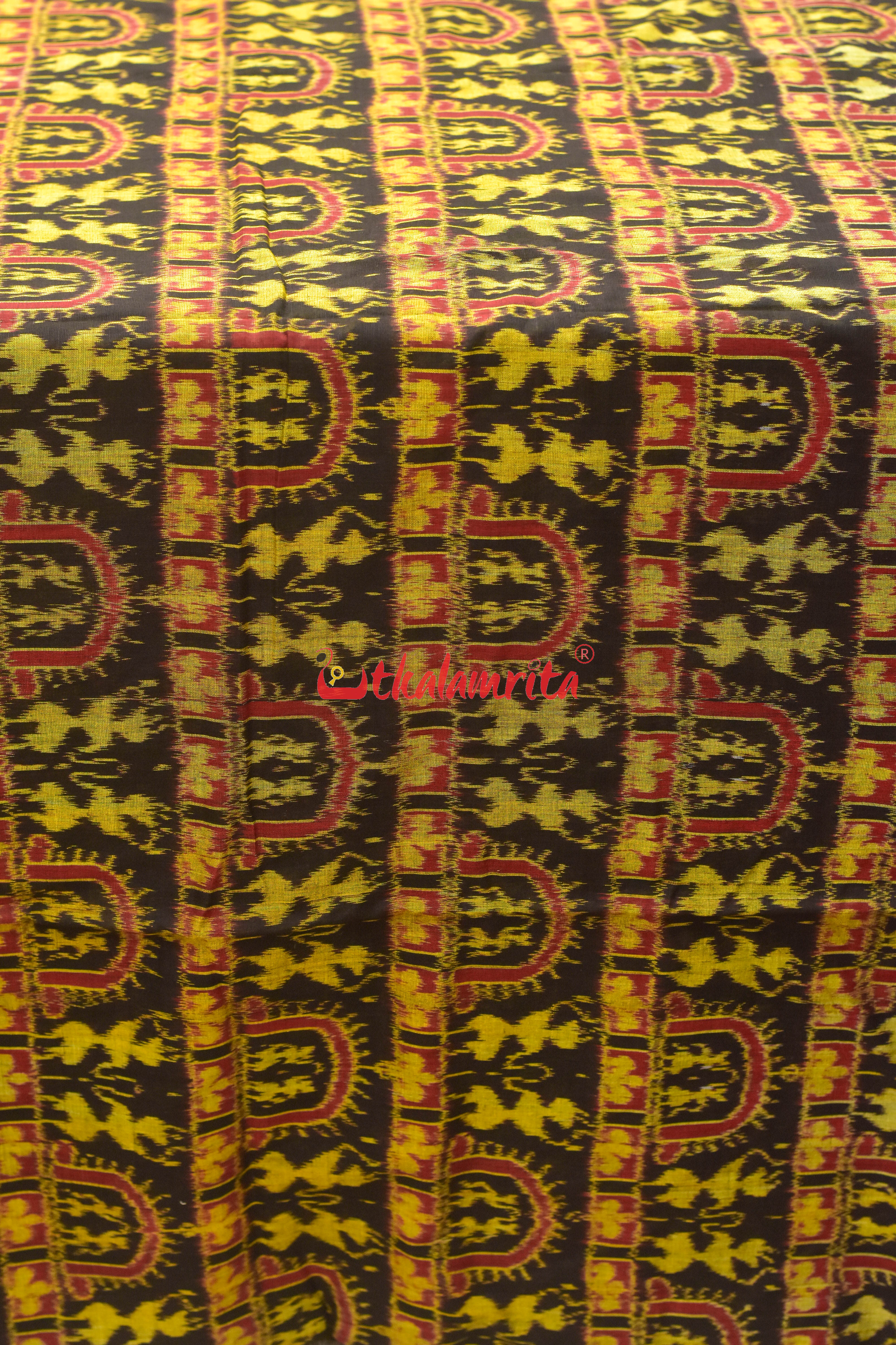 Black Standing Tribals Sambalpuri Cotton (Fabric)