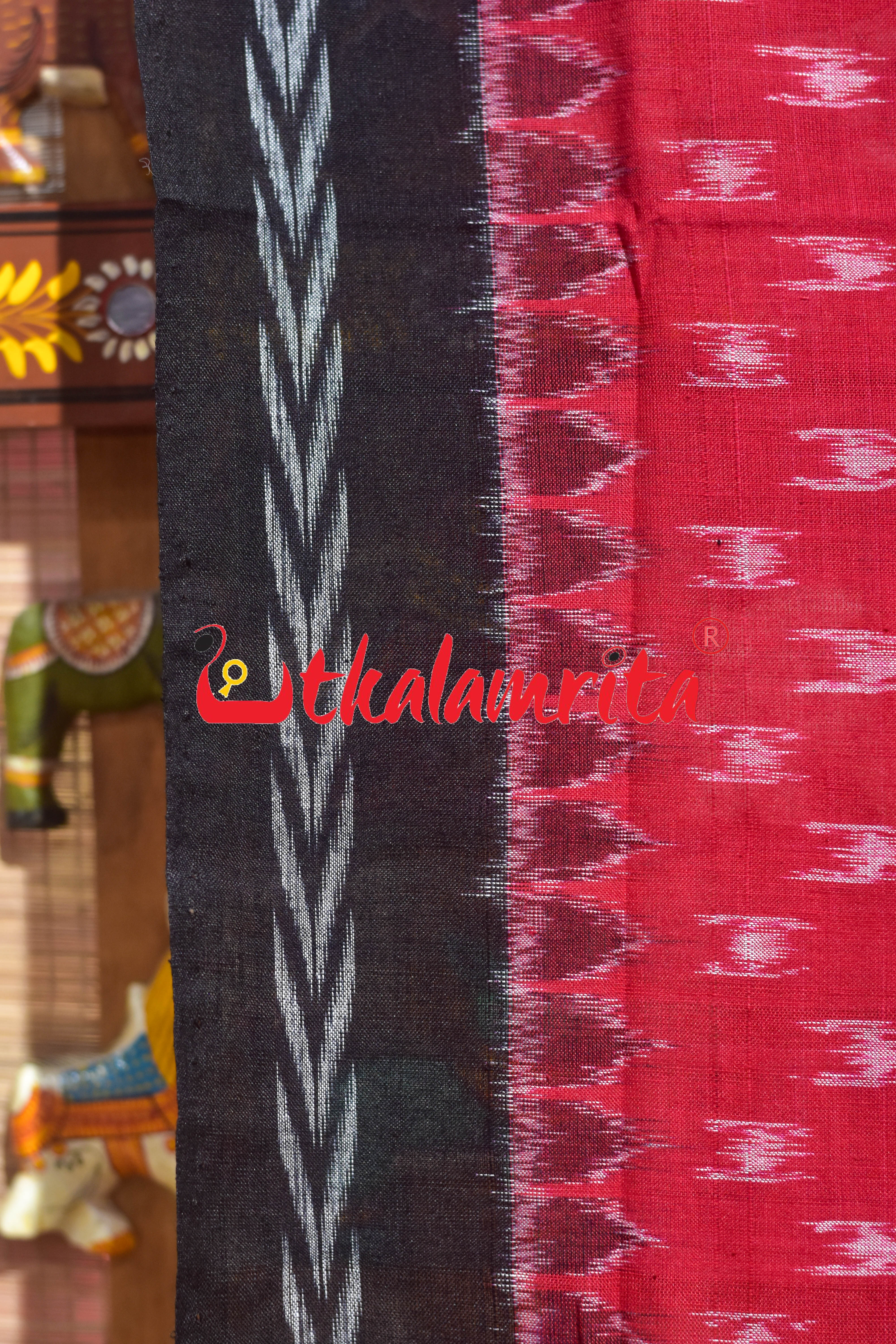 Red Black Dhanpatri Border Sambalpuri (Dupatta)