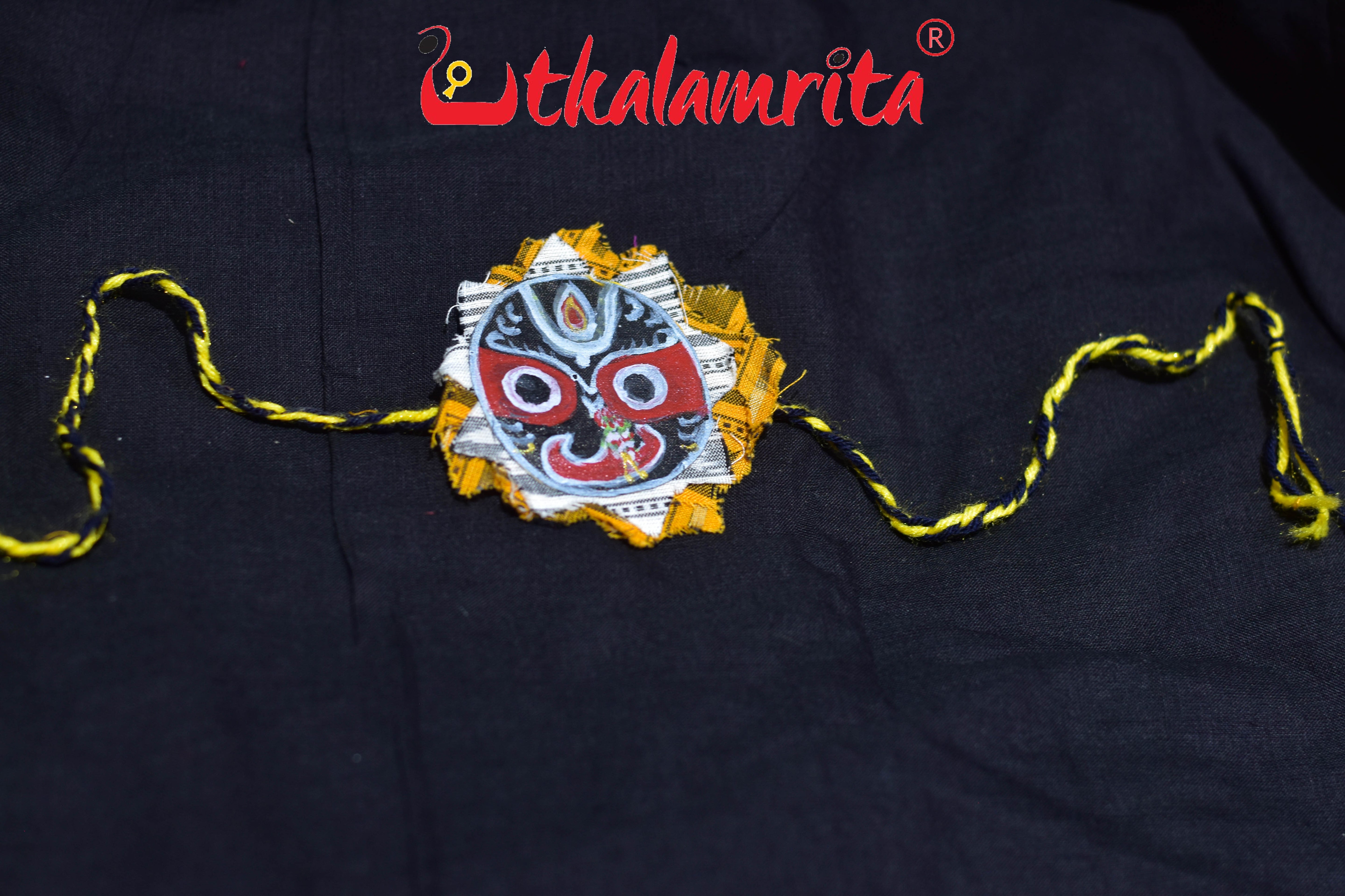 Yellow ikat Jagannath Pattachitra (Ikat Rakhi)