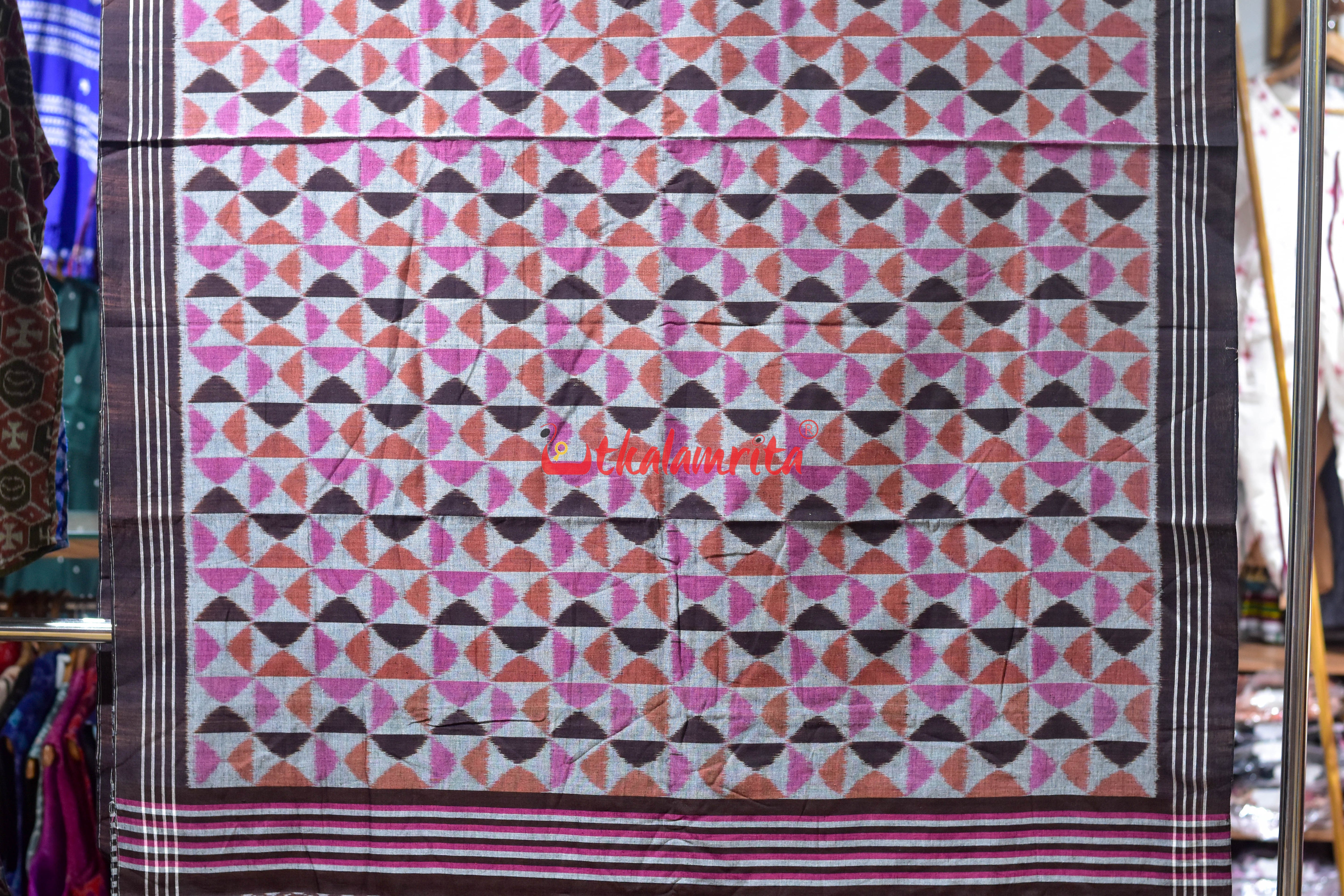 Pink Optical Illusion Khandua Cotton Saree