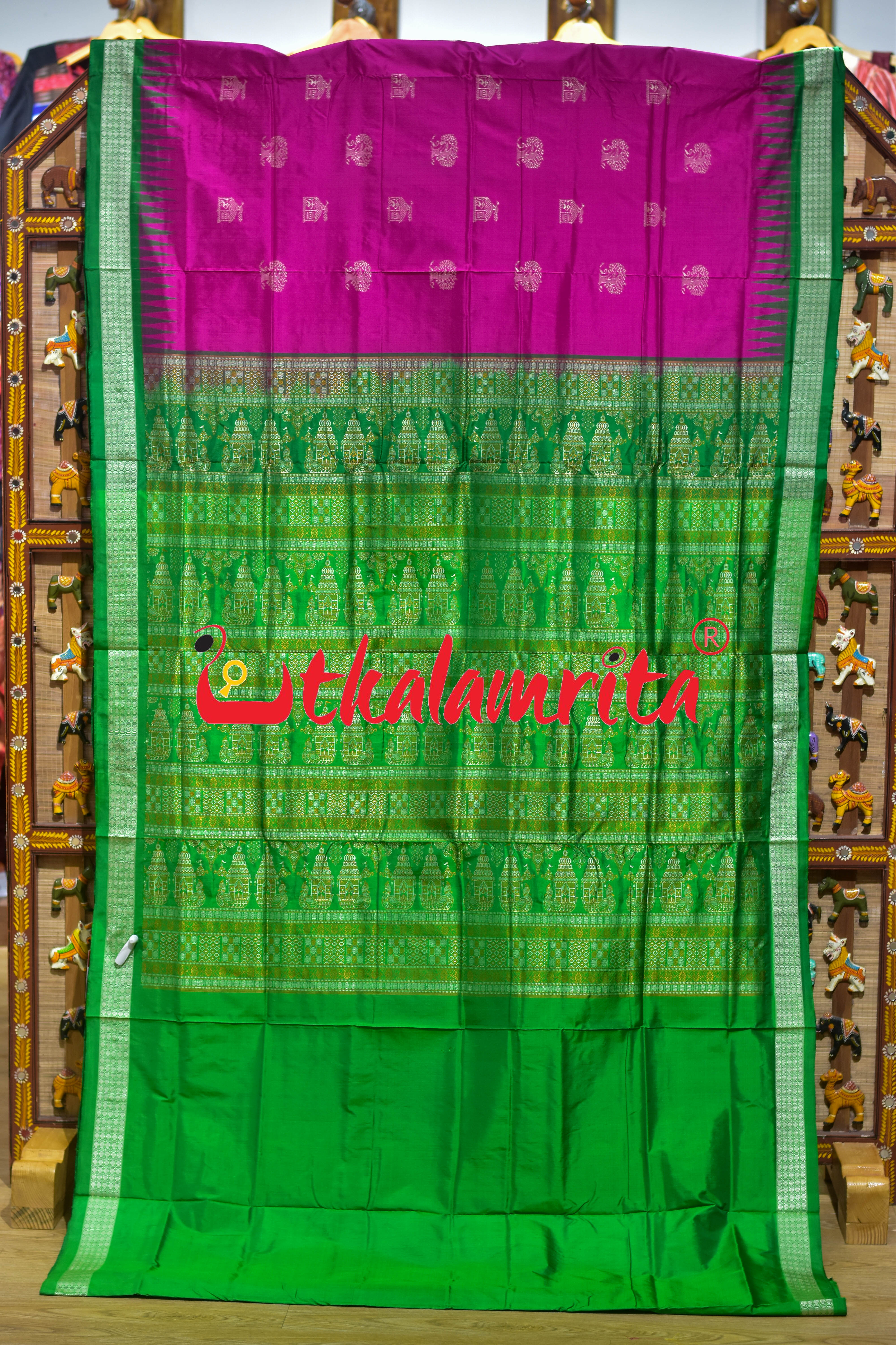 Rani Green Ghara Baragachha Bomkai Silk Saree