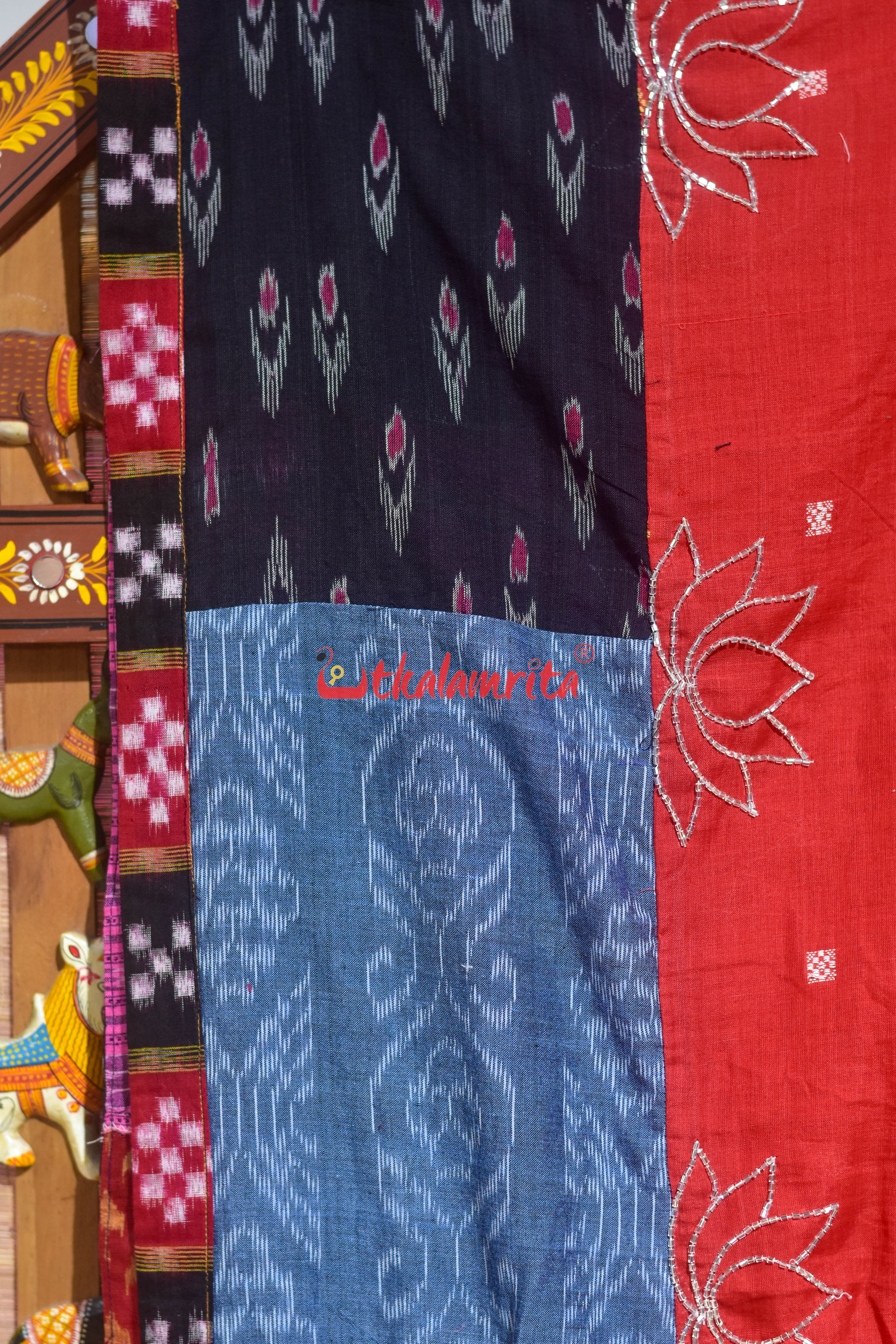 Red with Yellow Buti Designer Sambalpuri Cotton Saree