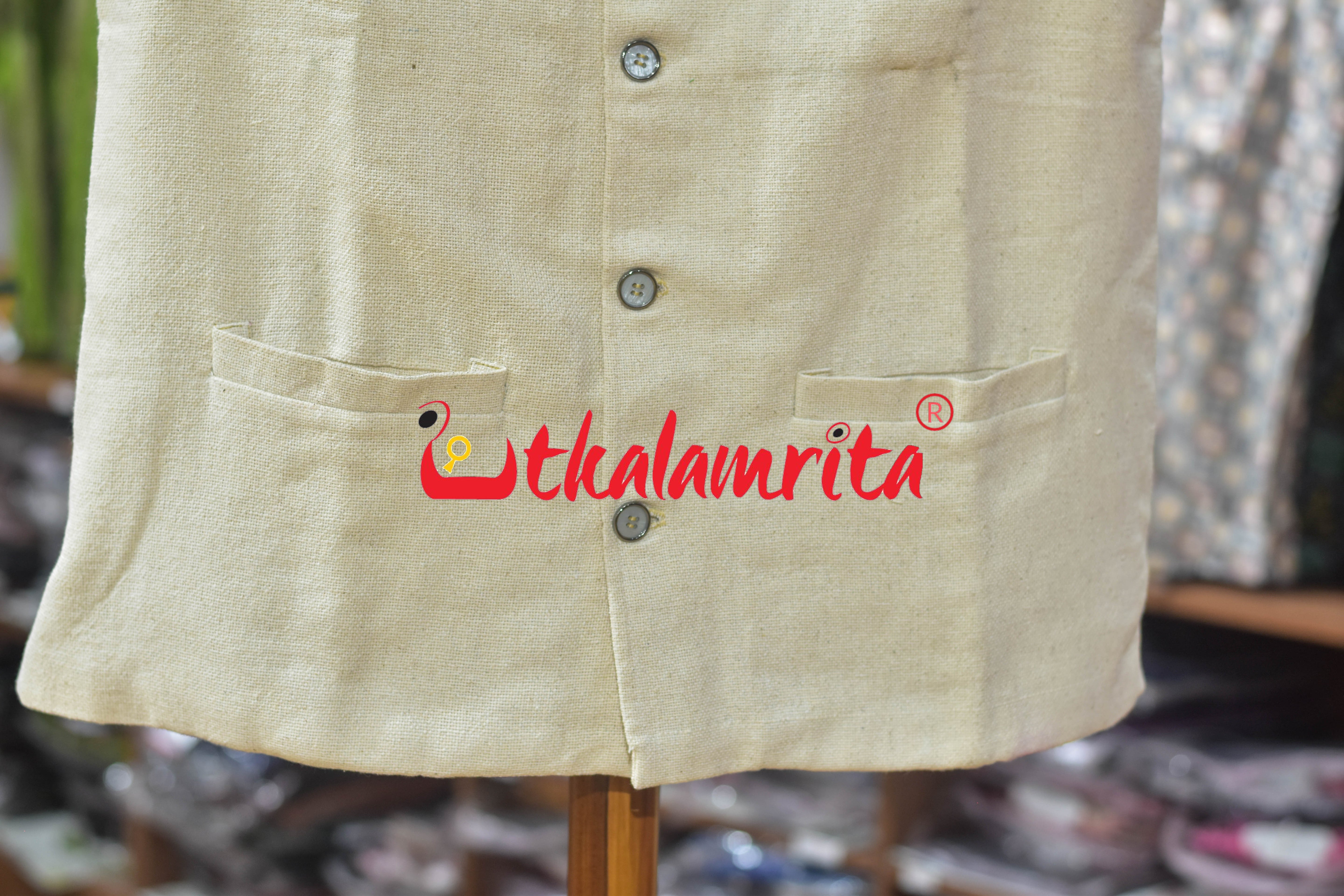 Plain Off White Cotton (Men's Jacket)