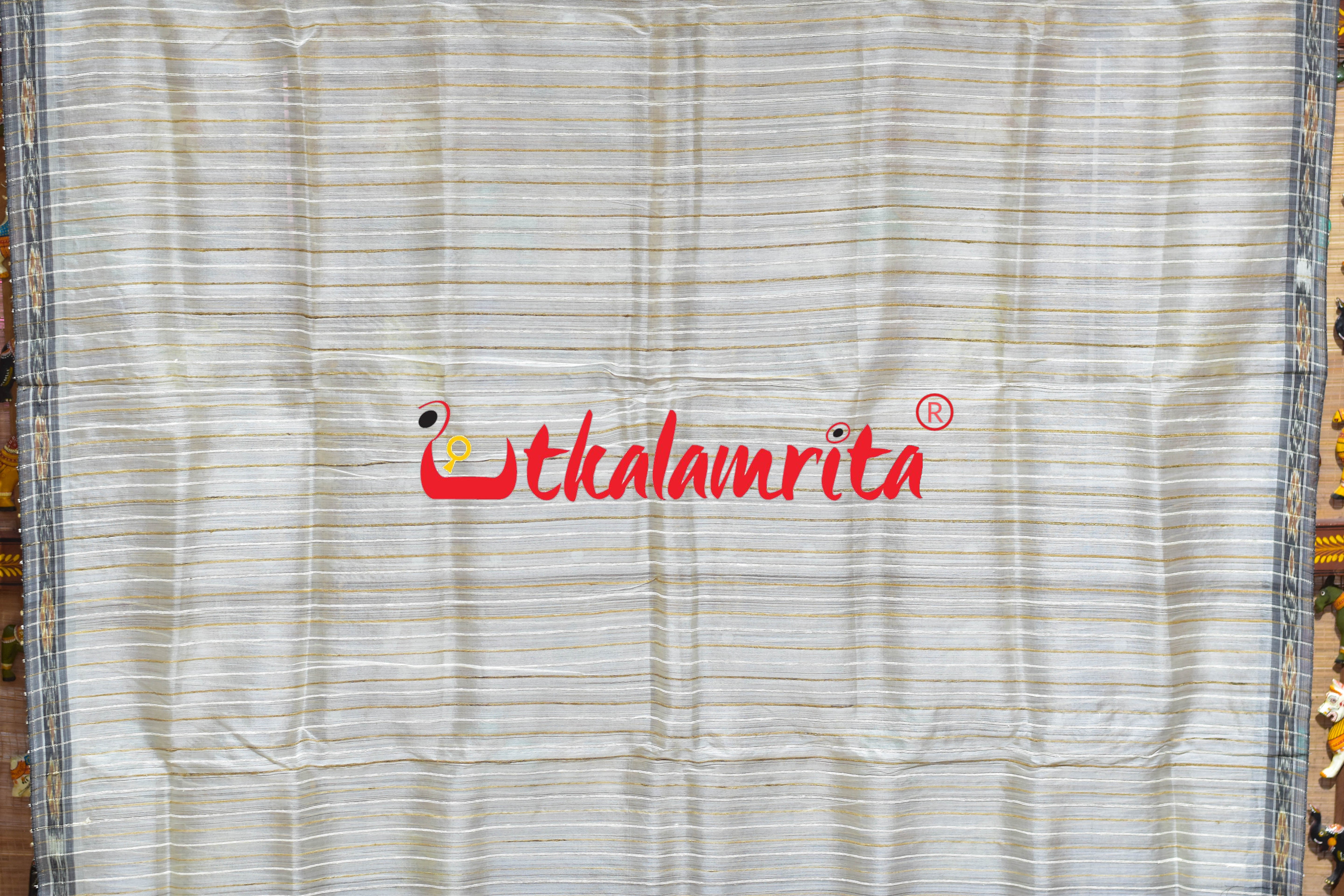 Off White Black Eri Mulberry Khandua Silk Saree