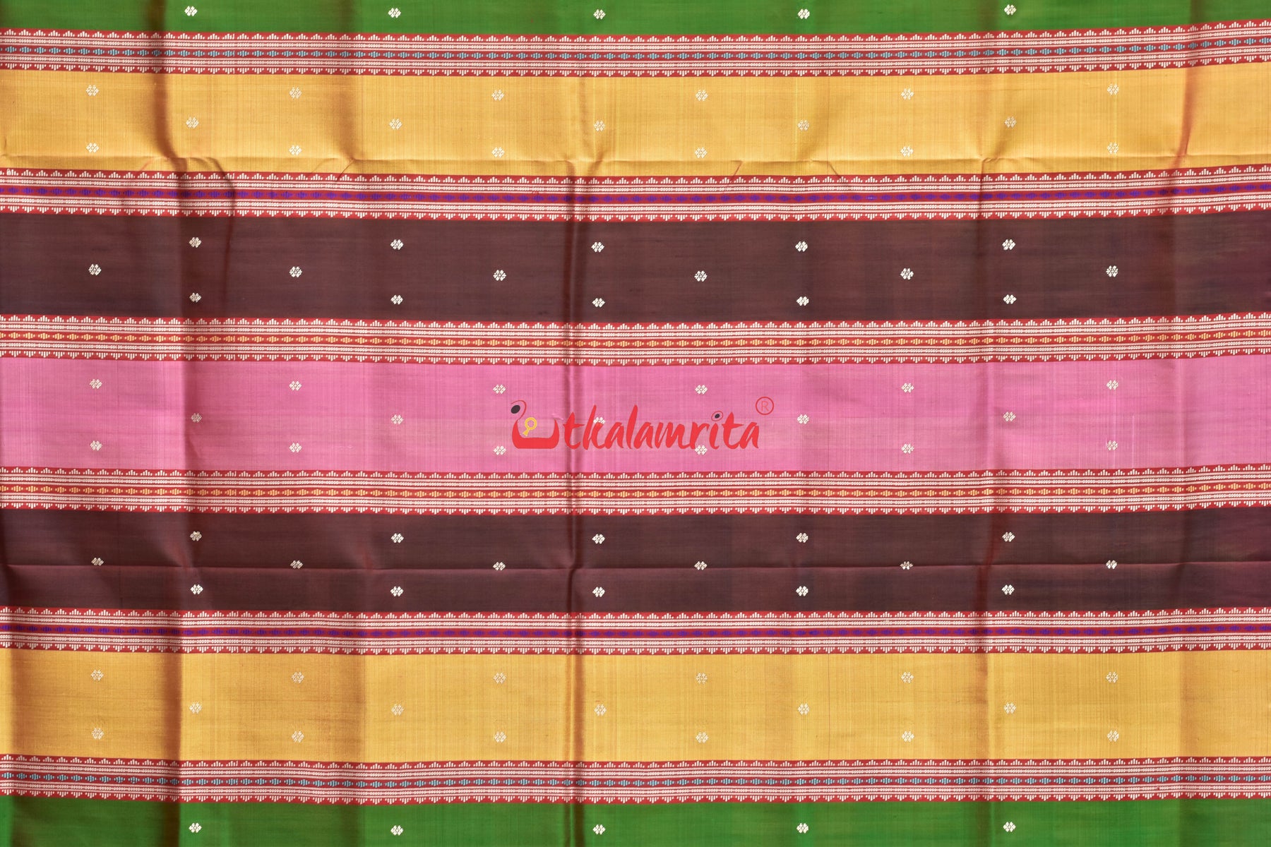Yellow Red Double Anchal Berhampuri Silk Saree