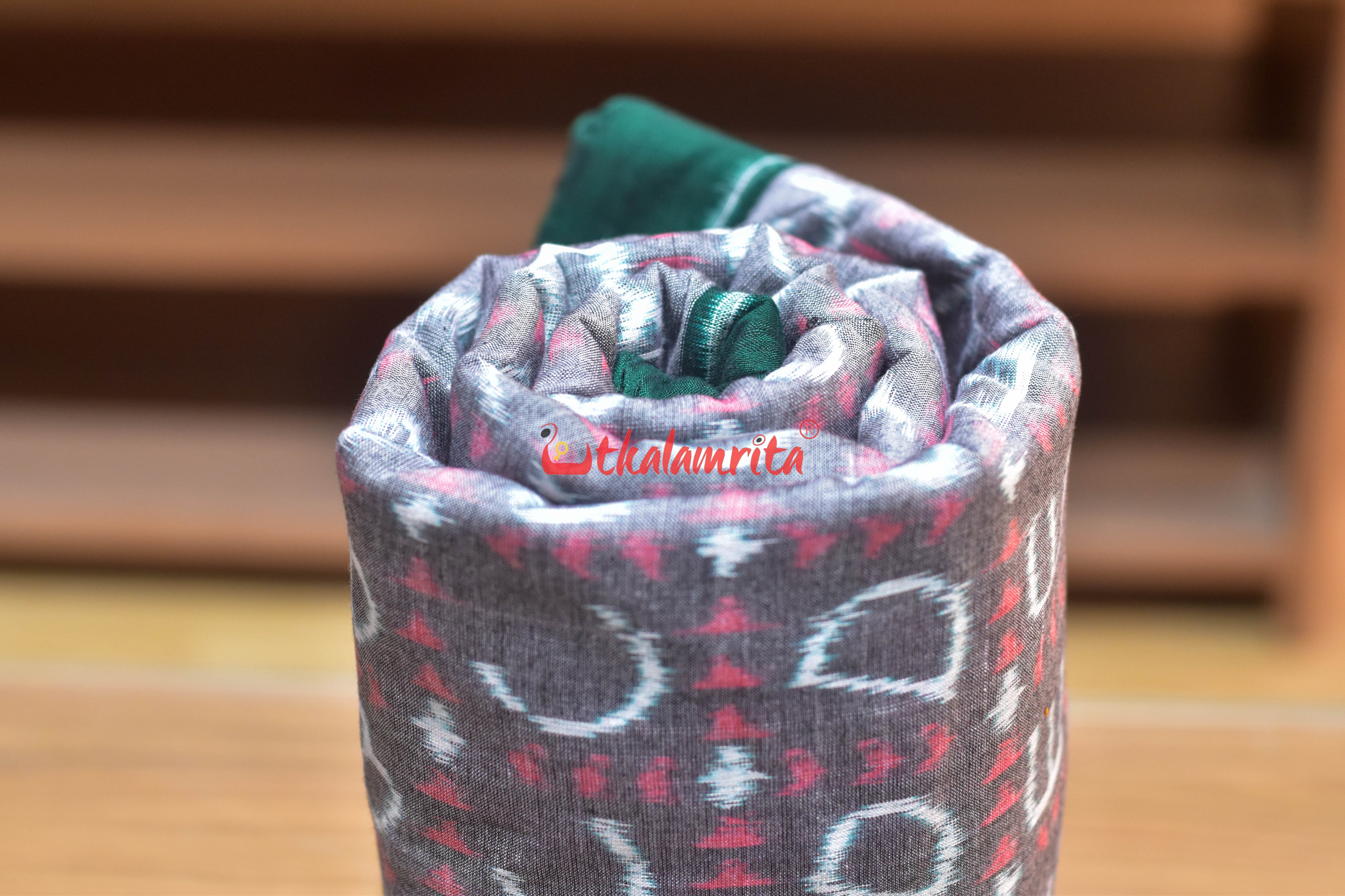Grey English Letters Sambalpuri Cotton (Fabric)