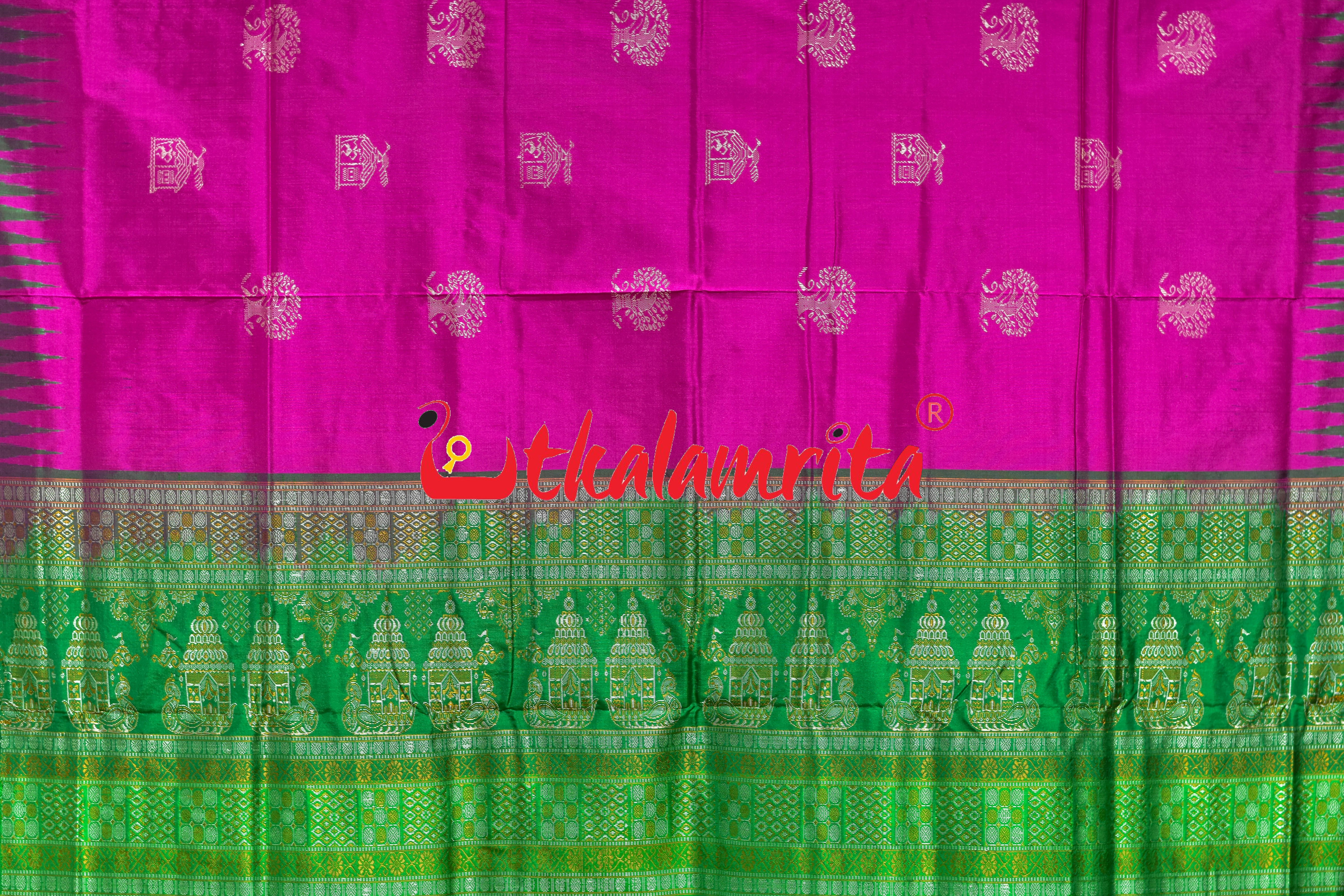 Rani Green Ghara Baragachha Bomkai Silk Saree